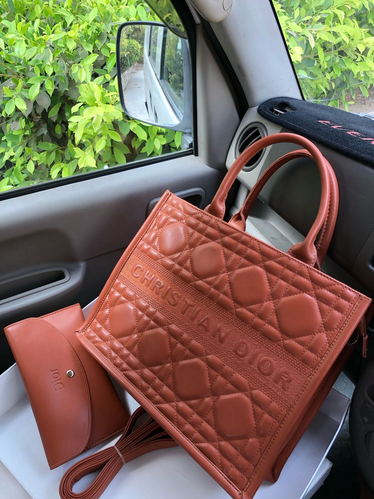 Christian Dior bag with Pouch Brown