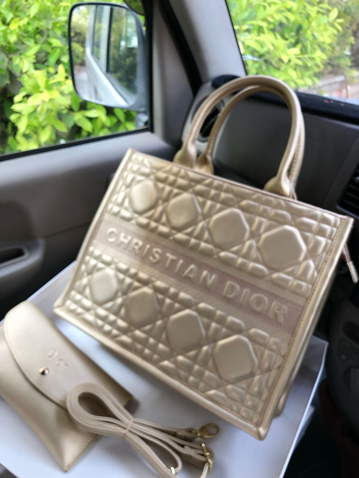 Christian Dior bag with Pouch Gold