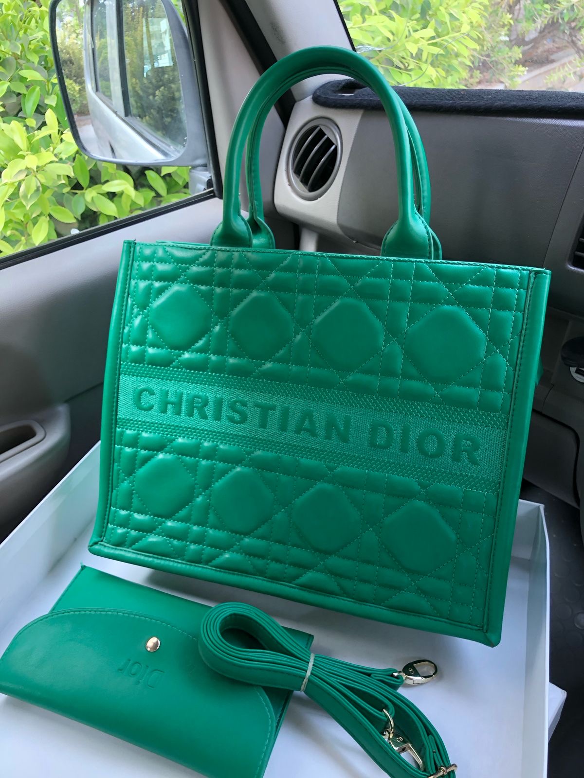 Christian Dior bag with Pouch Green