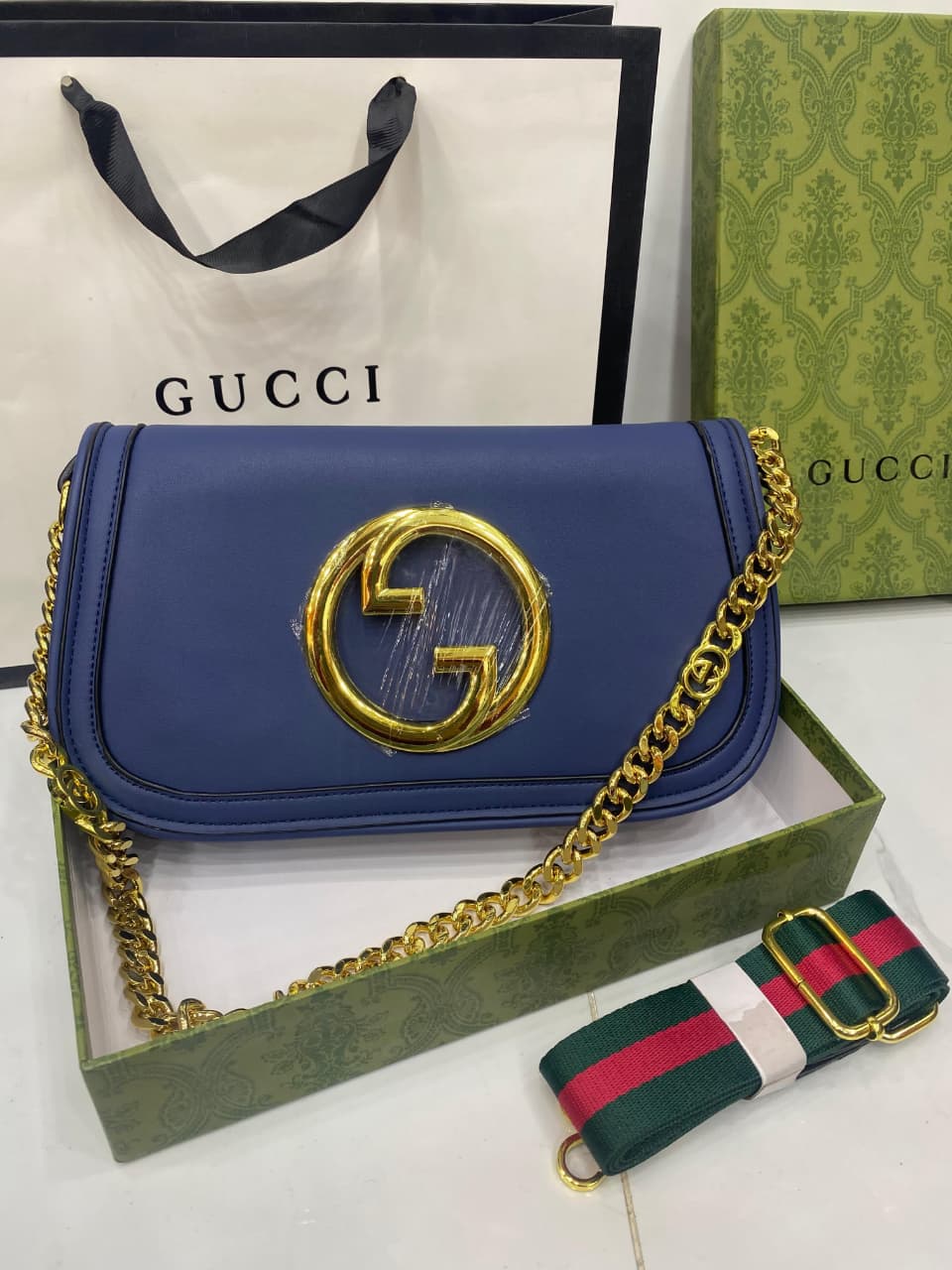 Gucci GC New Blondie Leader Shoulder Bag Blue