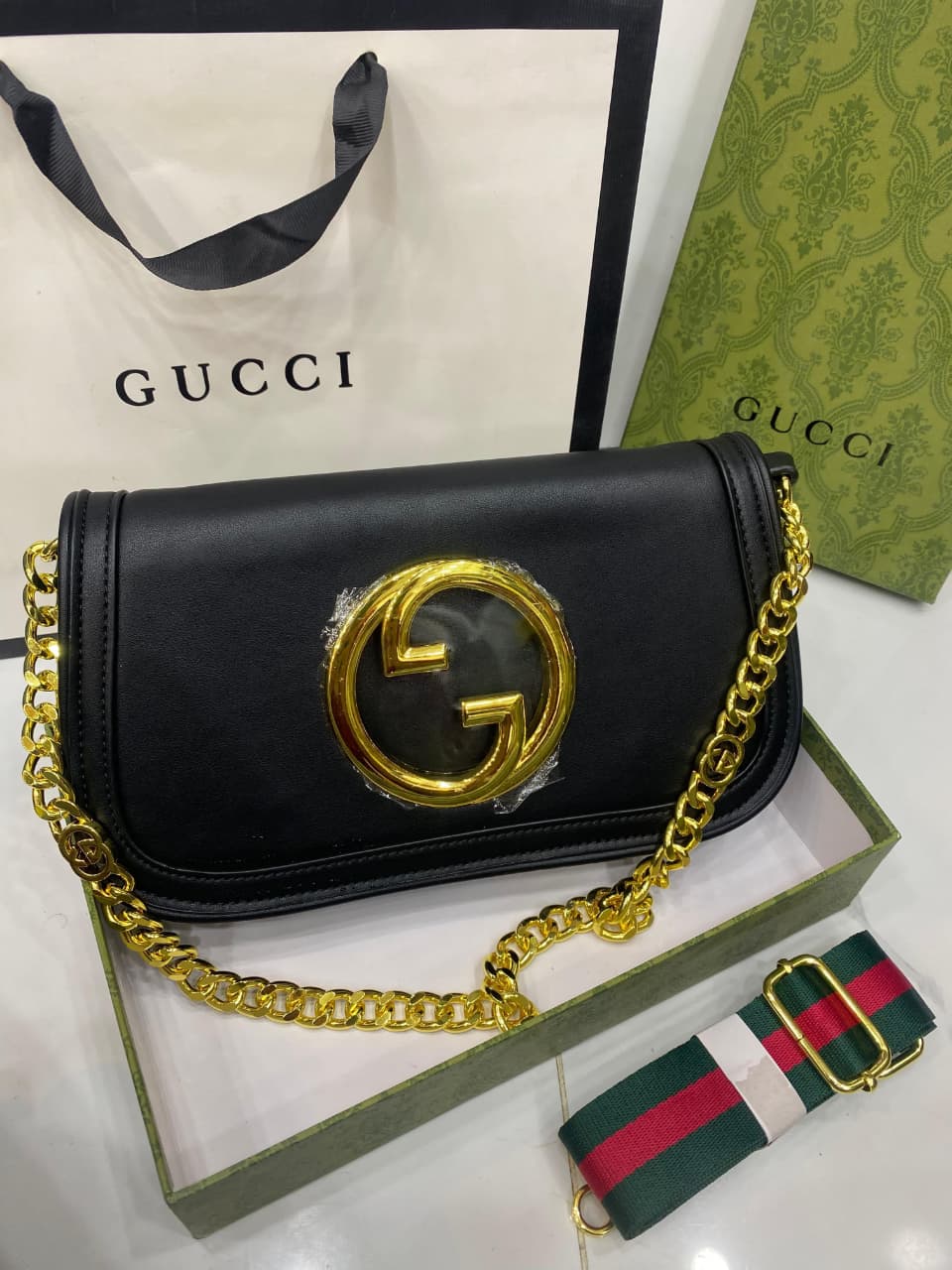 Gucci GC New Blondie Leader Shoulder Bag Black