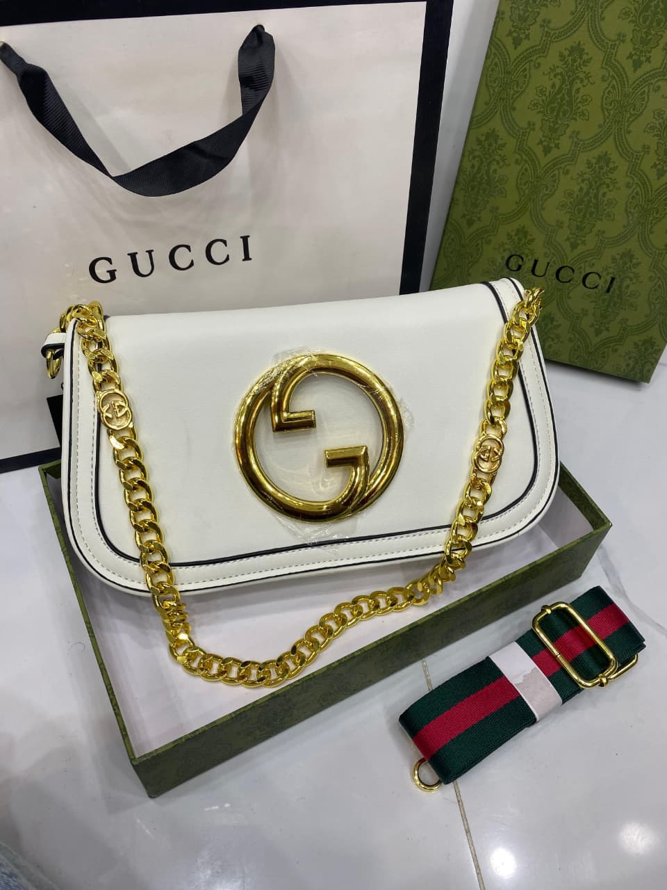 Gucci GC New Blondie Leader Shoulder Bag White