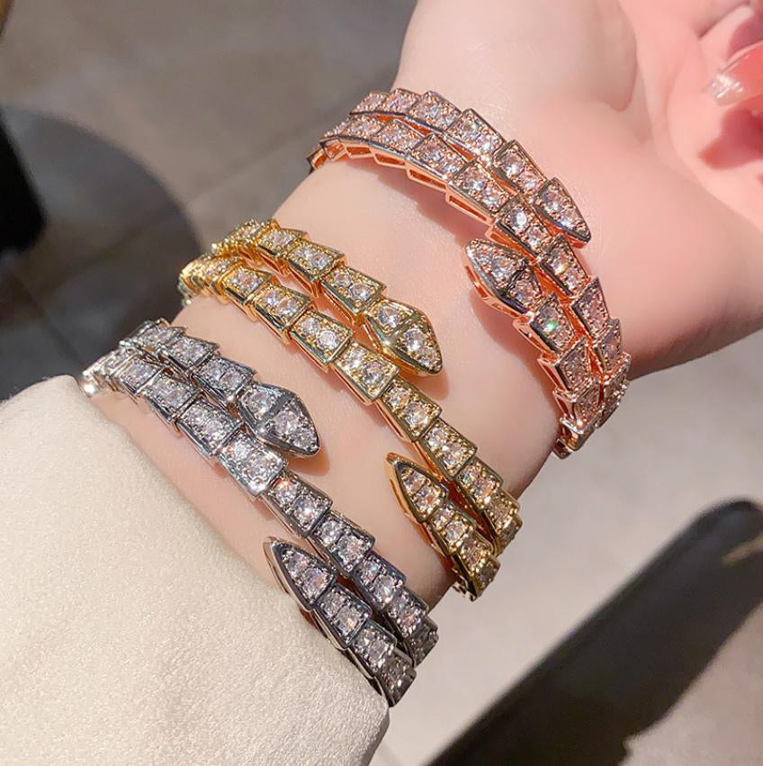 Bvlgari Snake Triple Fold Bracelet Bangle for Women