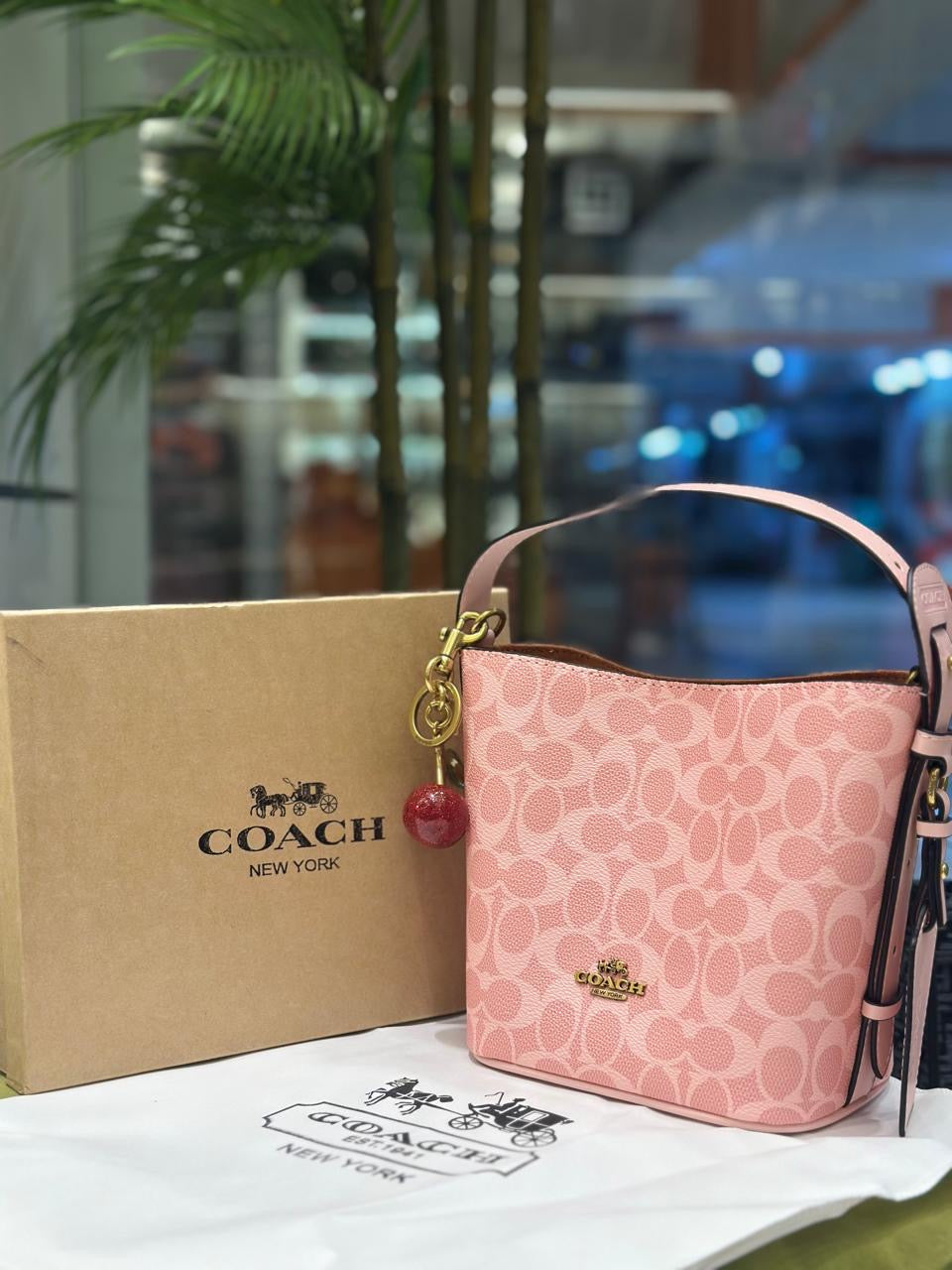 Luxury Brand Coa-ch Pink Bucket Shoulder bag for Women