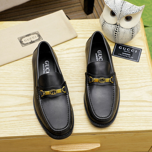 Black Matte GG Gu-cci Leather Shoes for Men Pre Order