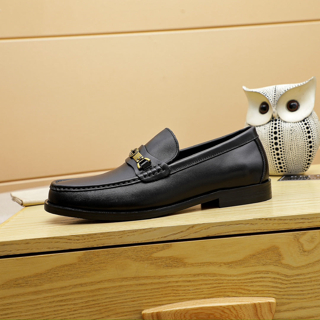 Black Matte GG Gu-cci Leather Shoes for Men Pre Order