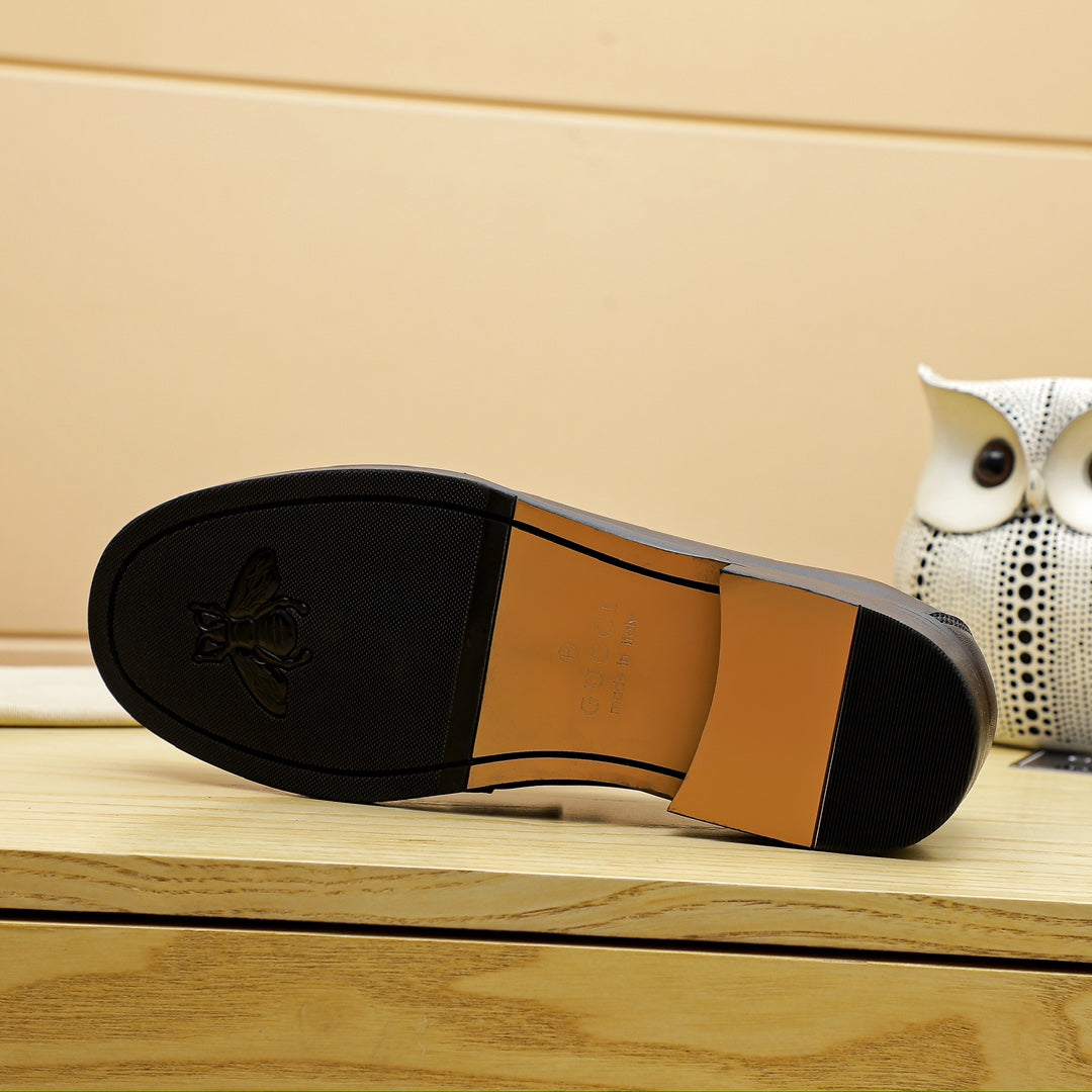 Black Matte GG Gu-cci Leather Shoes for Men Pre Order