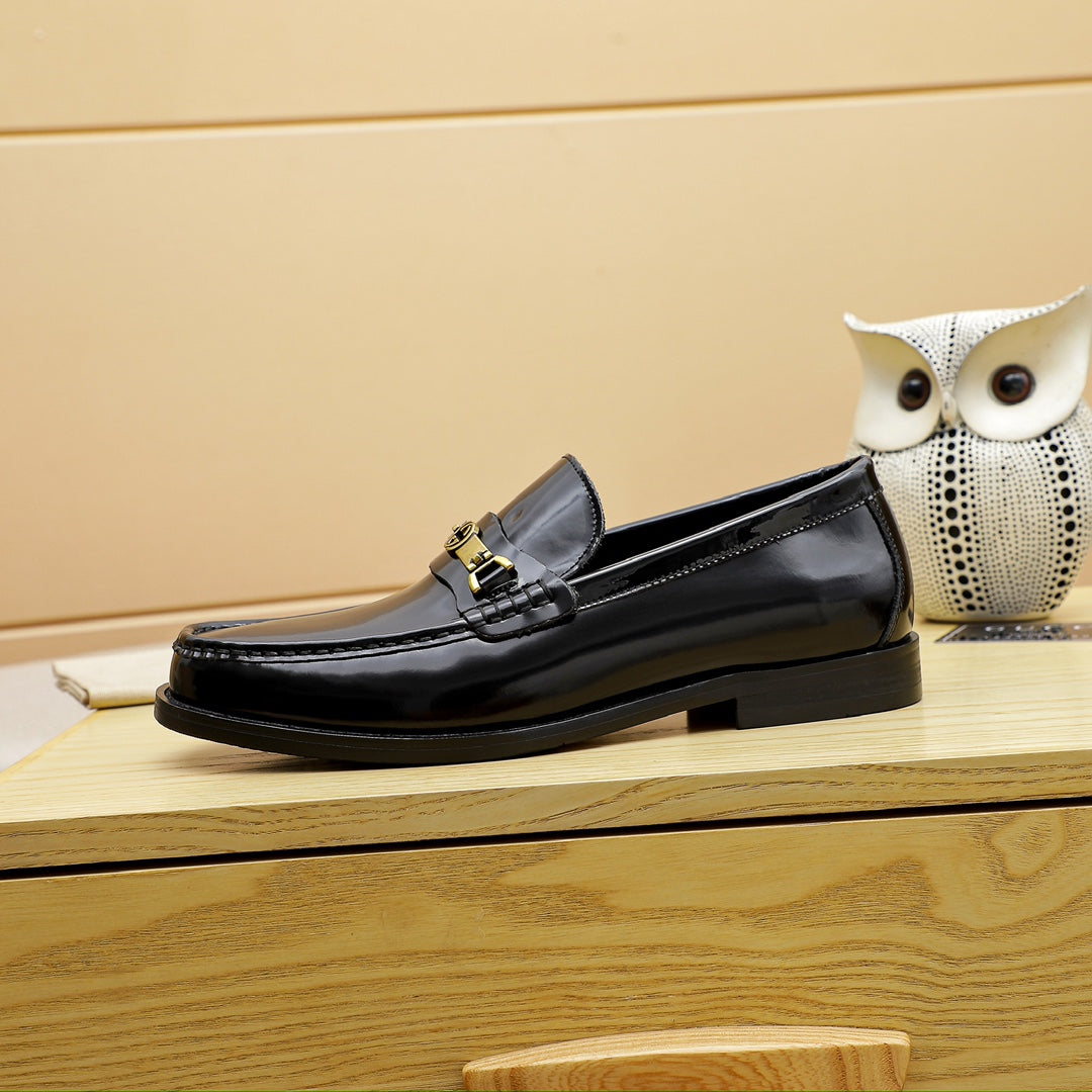 Black GG Gu-cci Leather Shoes for Men Pre Order