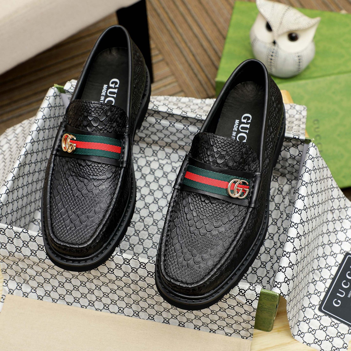 High Quality GG Gu-cci Leather Loafer Shoes for Men Pre Order