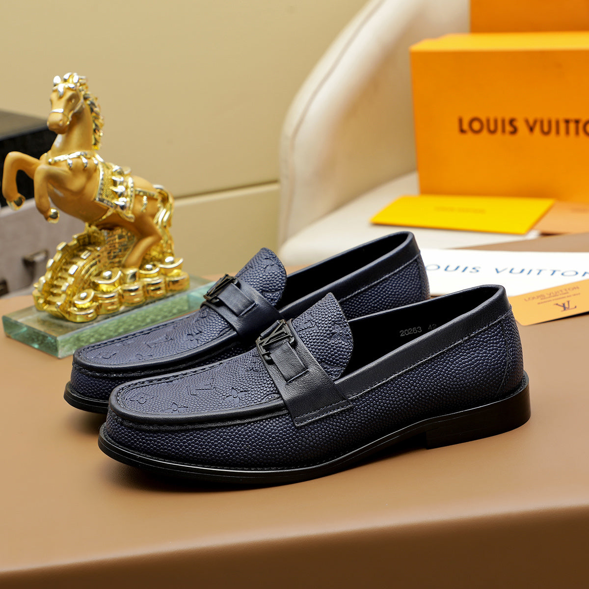 LVE Blue Premium Leather Shoes for Men on Pre Order