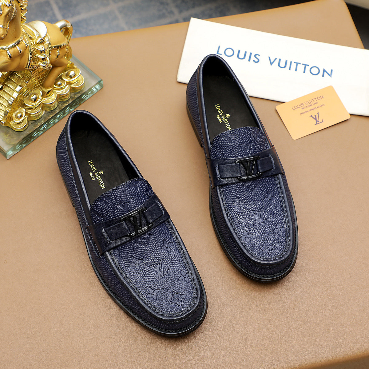 LVE Blue Premium Leather Shoes for Men on Pre Order