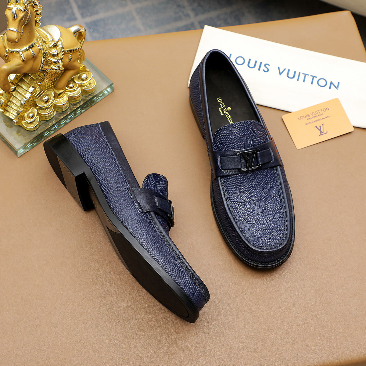 LVE Blue Premium Leather Shoes for Men on Pre Order