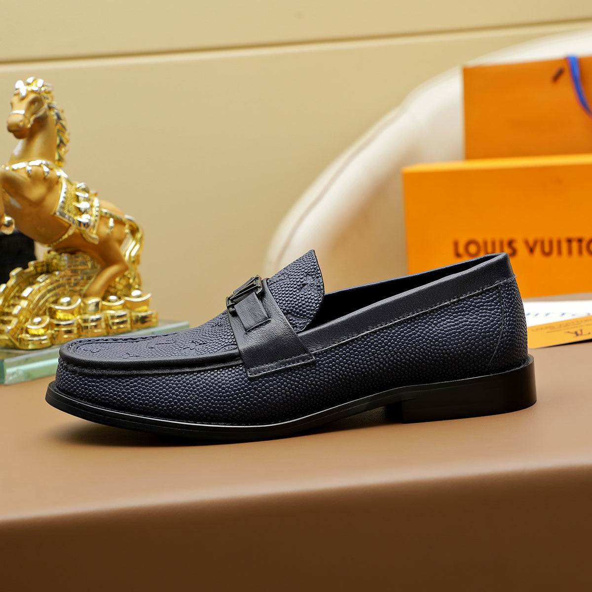 LVE Blue Premium Leather Shoes for Men on Pre Order