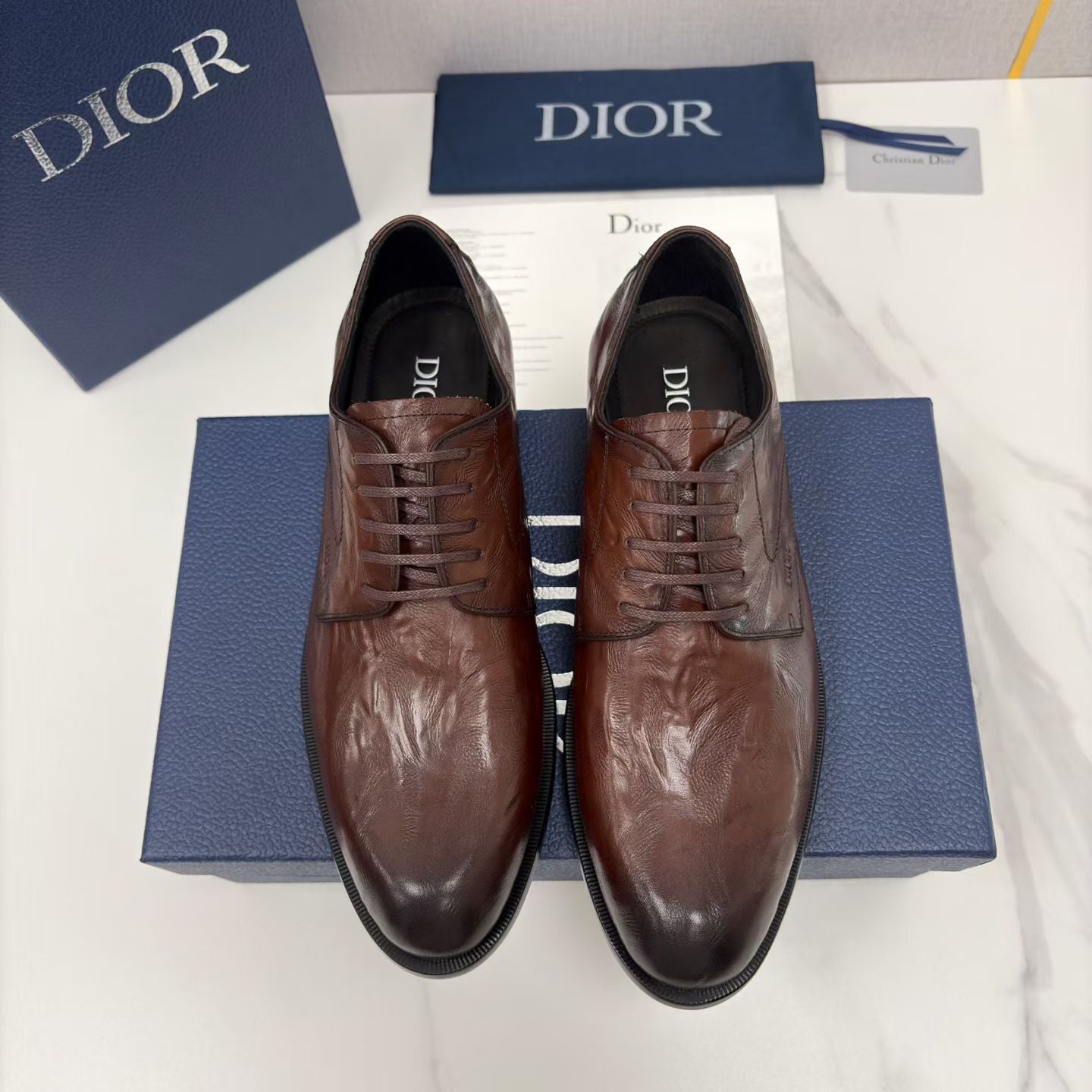 Dior C D Textured Two Tone Formal Leather Shoes for Men Pre order