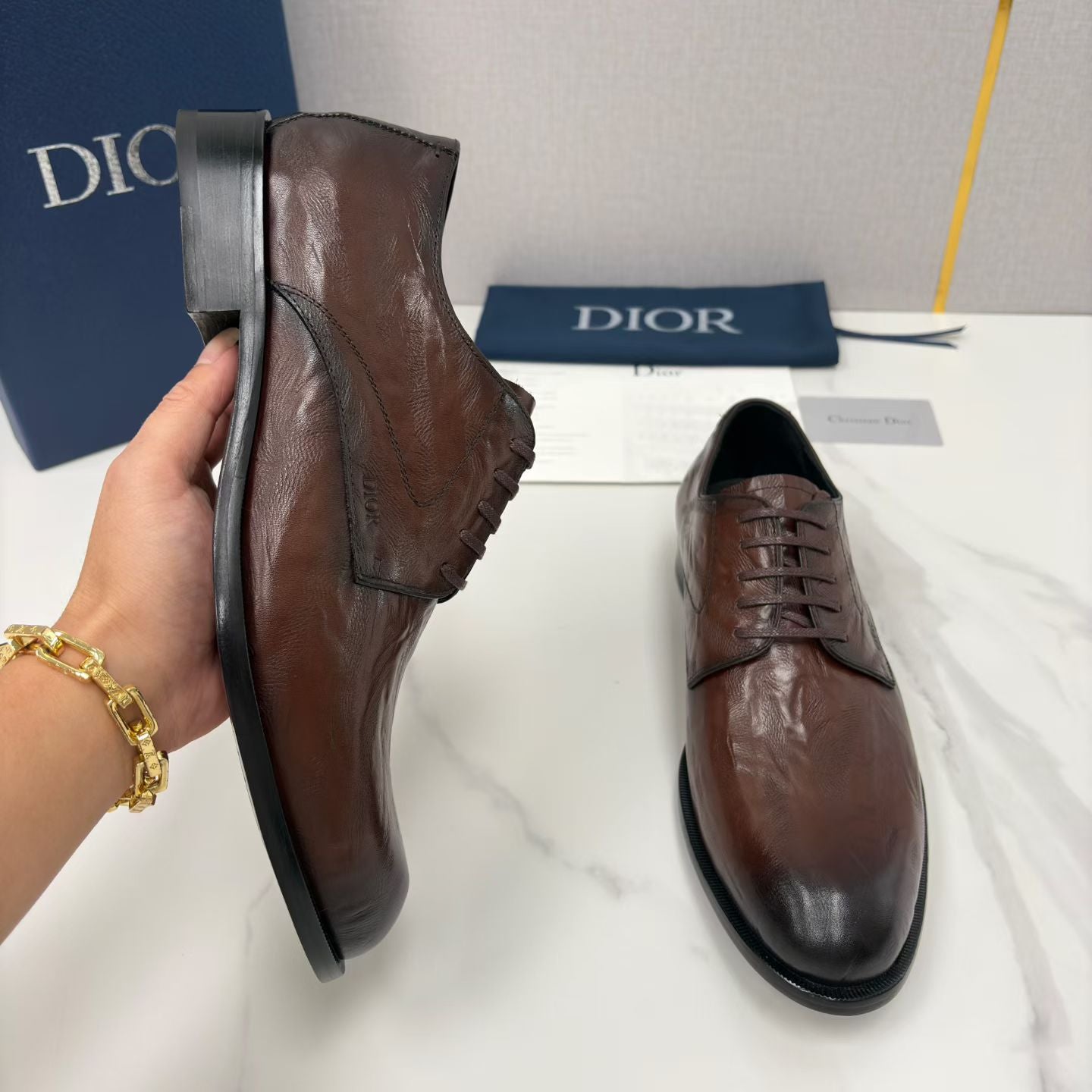 Dior C D Textured Two Tone Formal Leather Shoes for Men Pre order