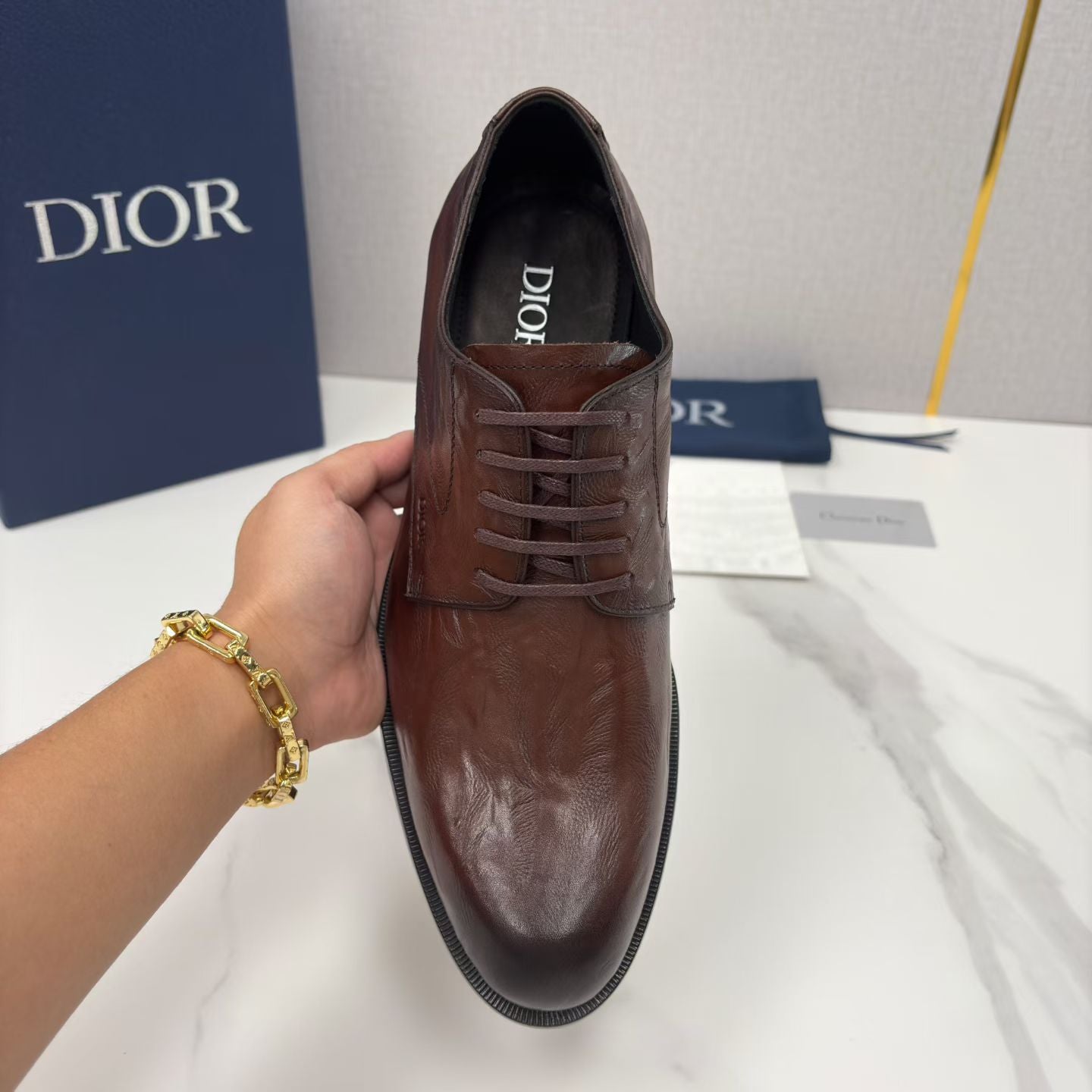 Dior C D Textured Two Tone Formal Leather Shoes for Men Pre order