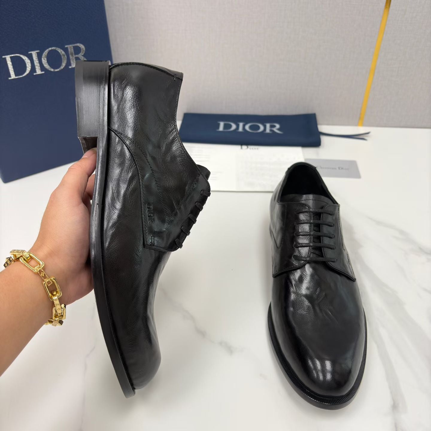 Dior CD Textured Two Tone Formal Leather Shoes for Men Pre order