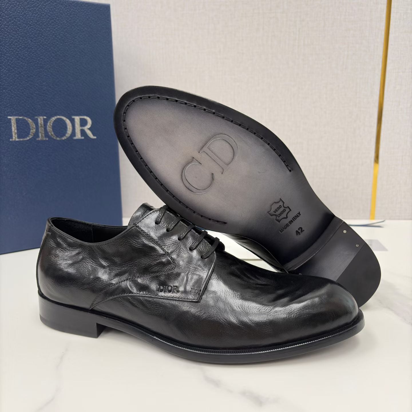 Dior CD Textured Two Tone Formal Leather Shoes for Men Pre order