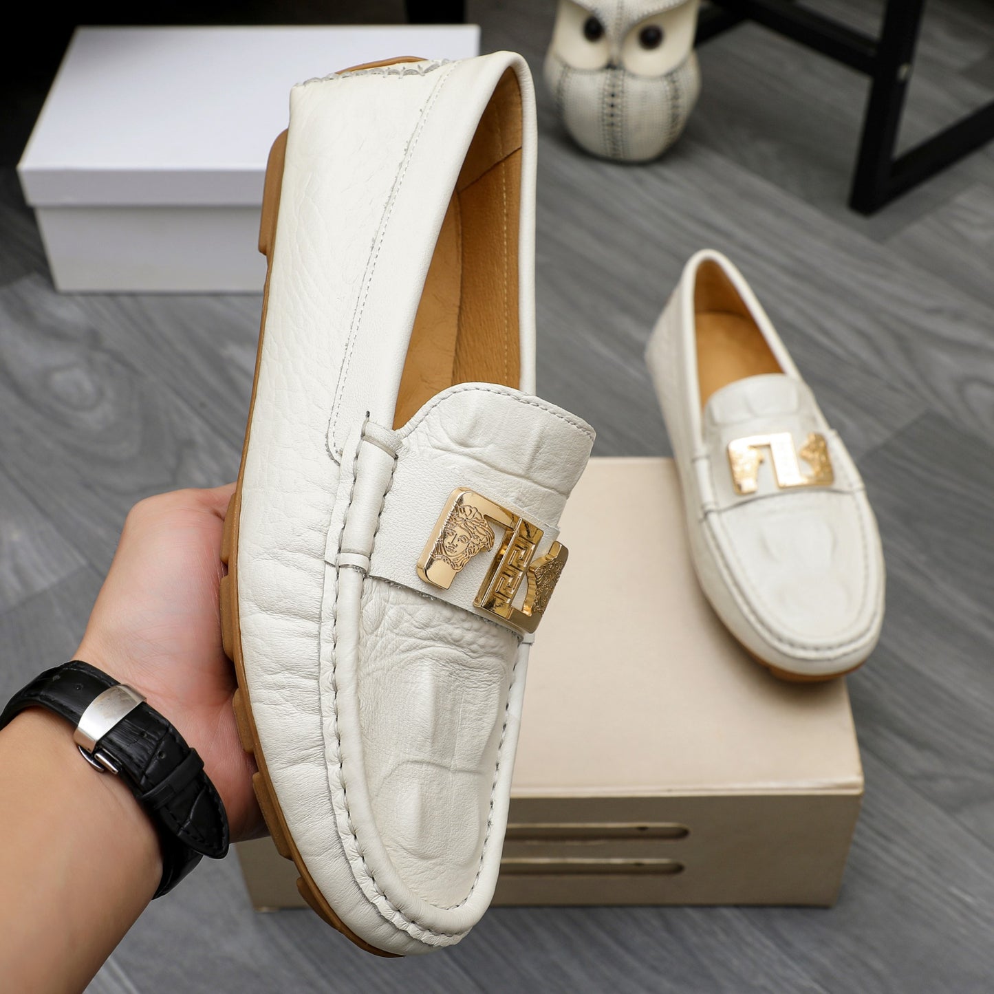 Versce Leather Loafers for Men Pre Order