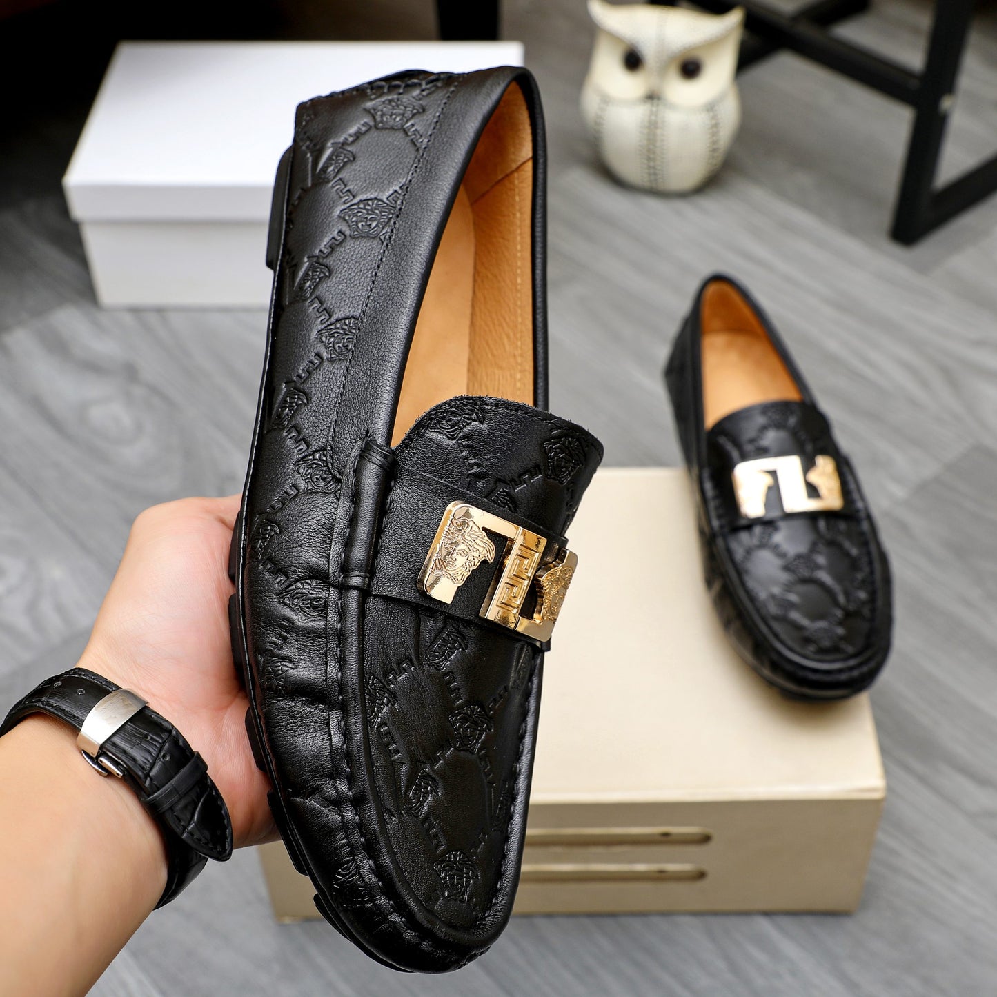 Versce Leather Loafers for Men Pre Order