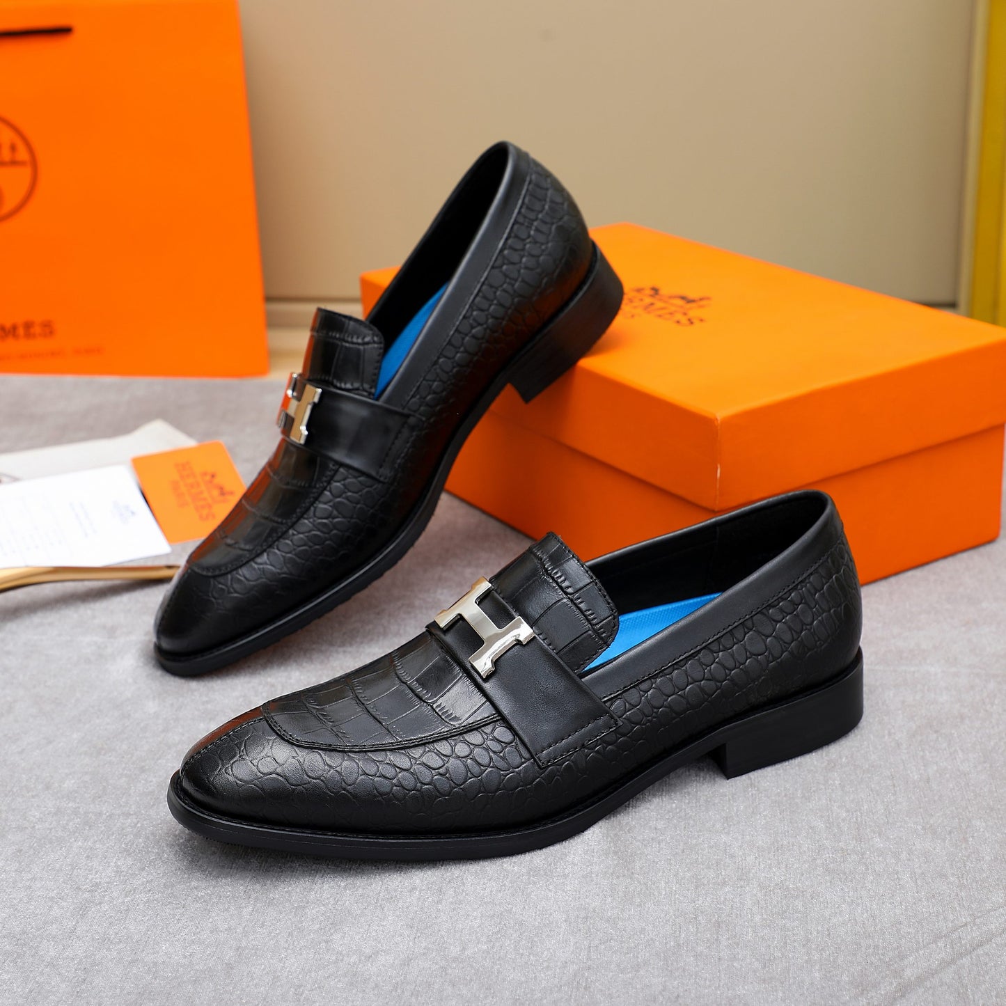 Hrms Leather Crocodile Texture shoes for Men Pre Order