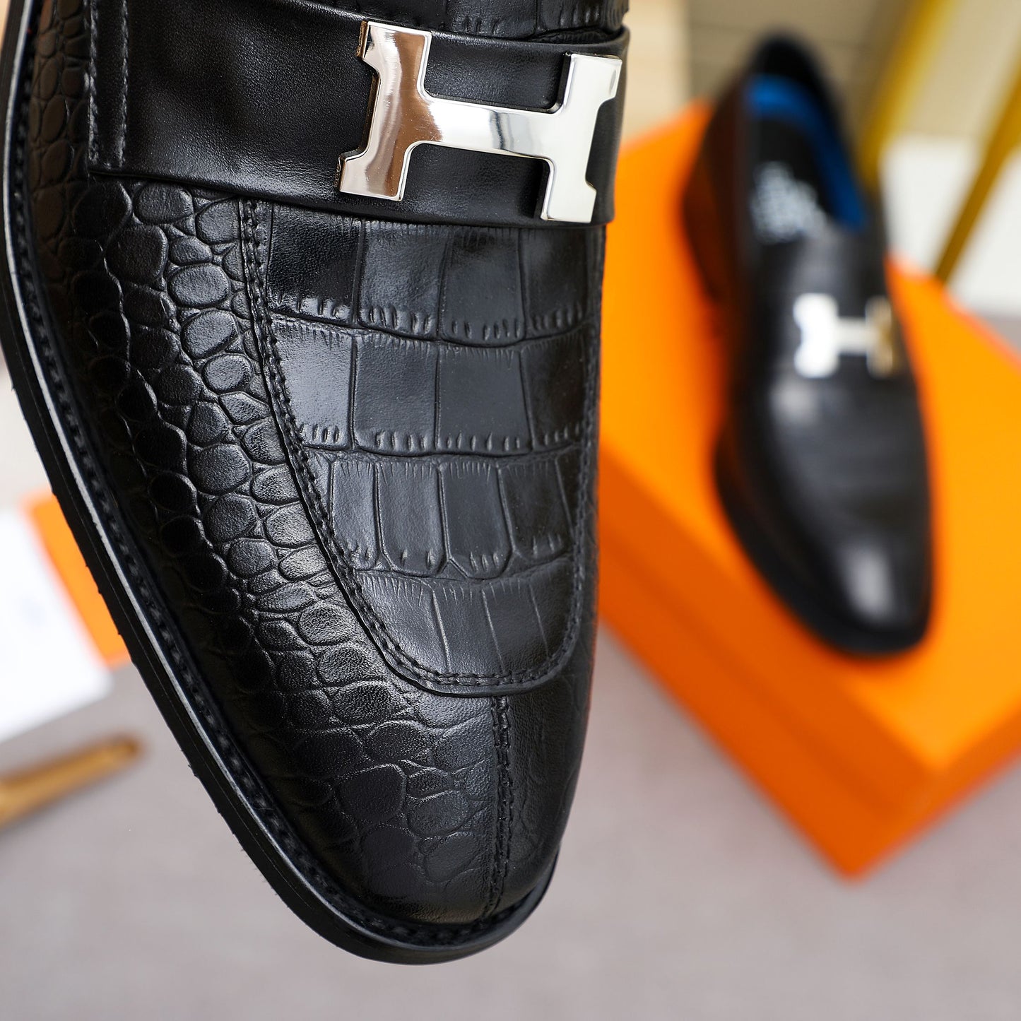 Hrms Leather Crocodile Texture shoes for Men Pre Order