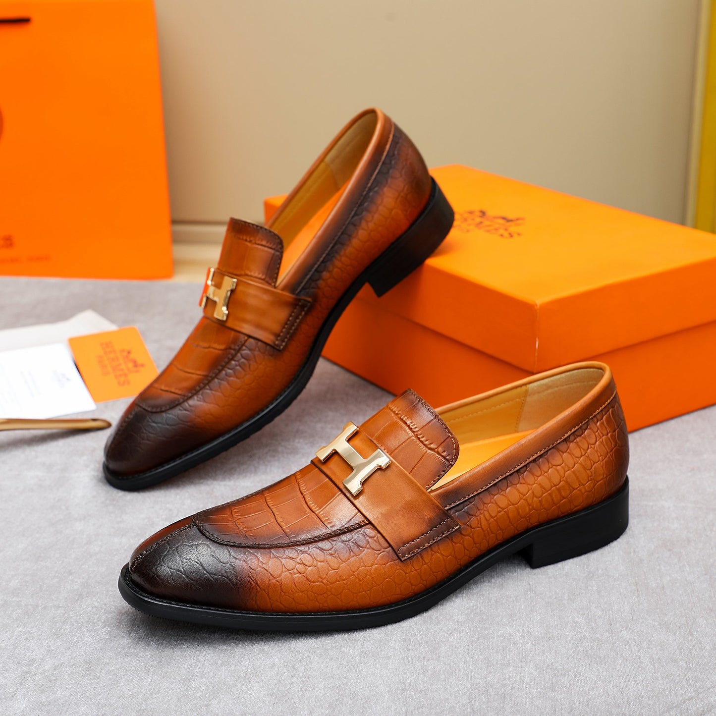 Hrms Leather Crocodile Texture shoes for Men Pre Order