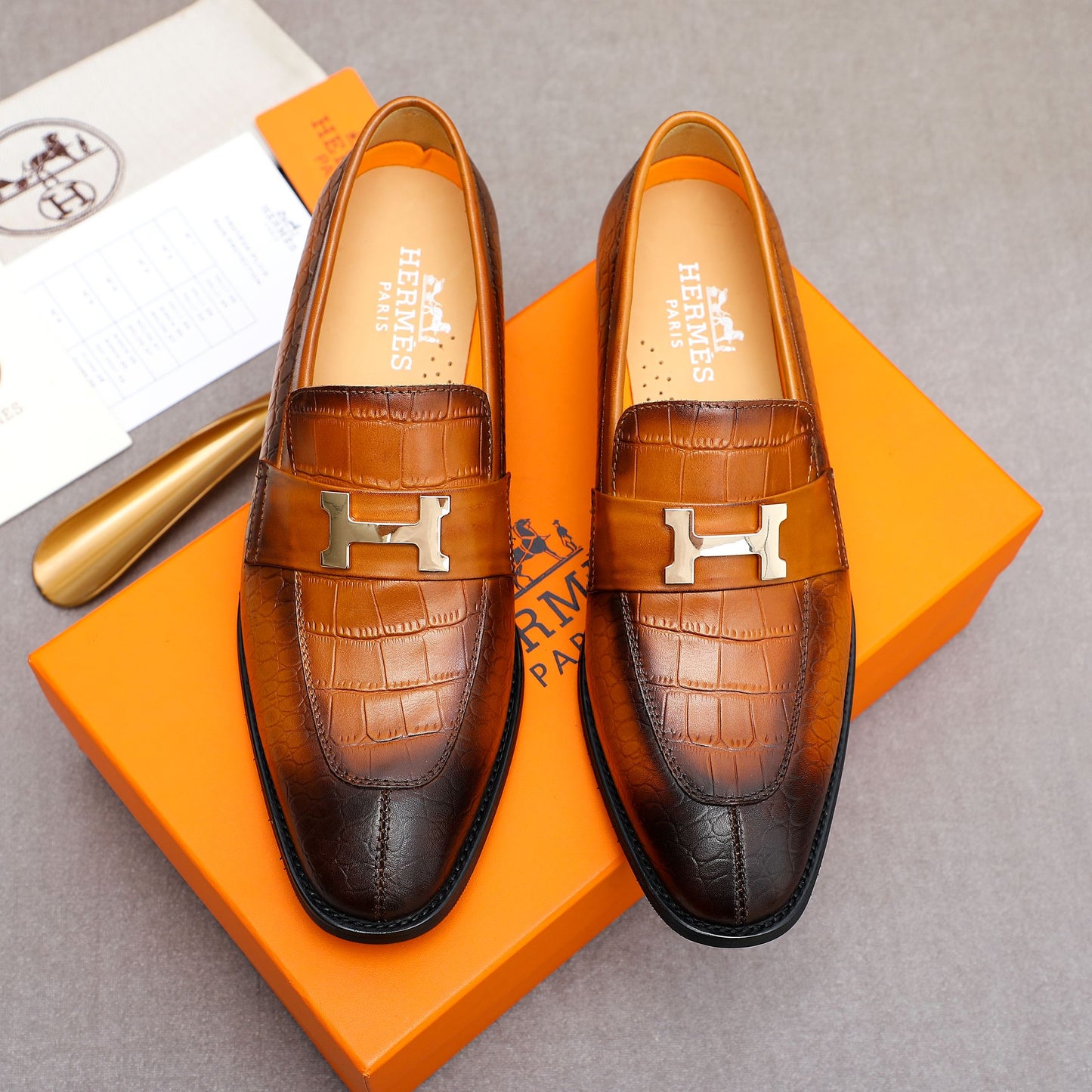 Hrms Leather Crocodile Texture shoes for Men Pre Order