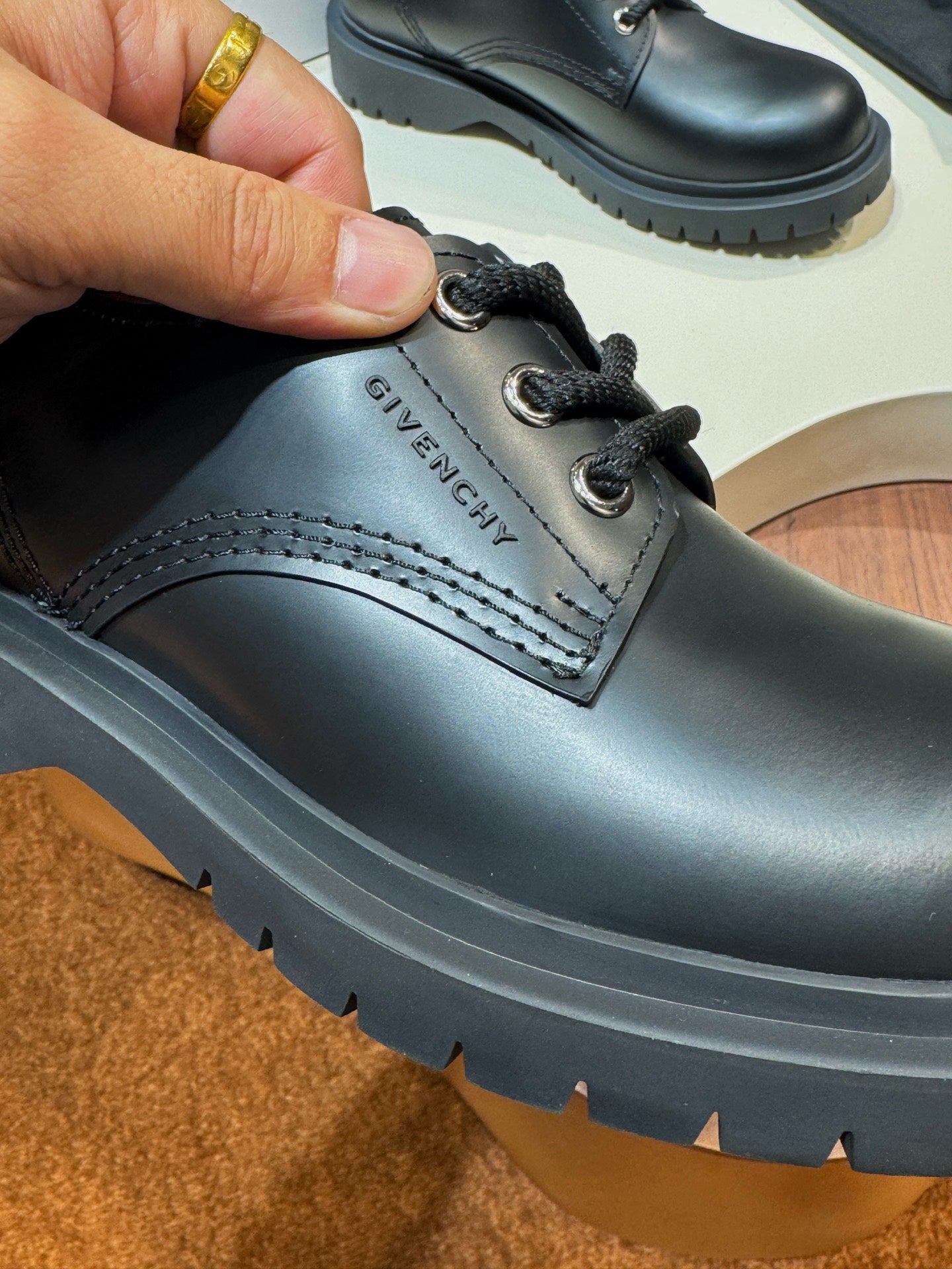 Givenchy Black Derby Leather Shoes for Men