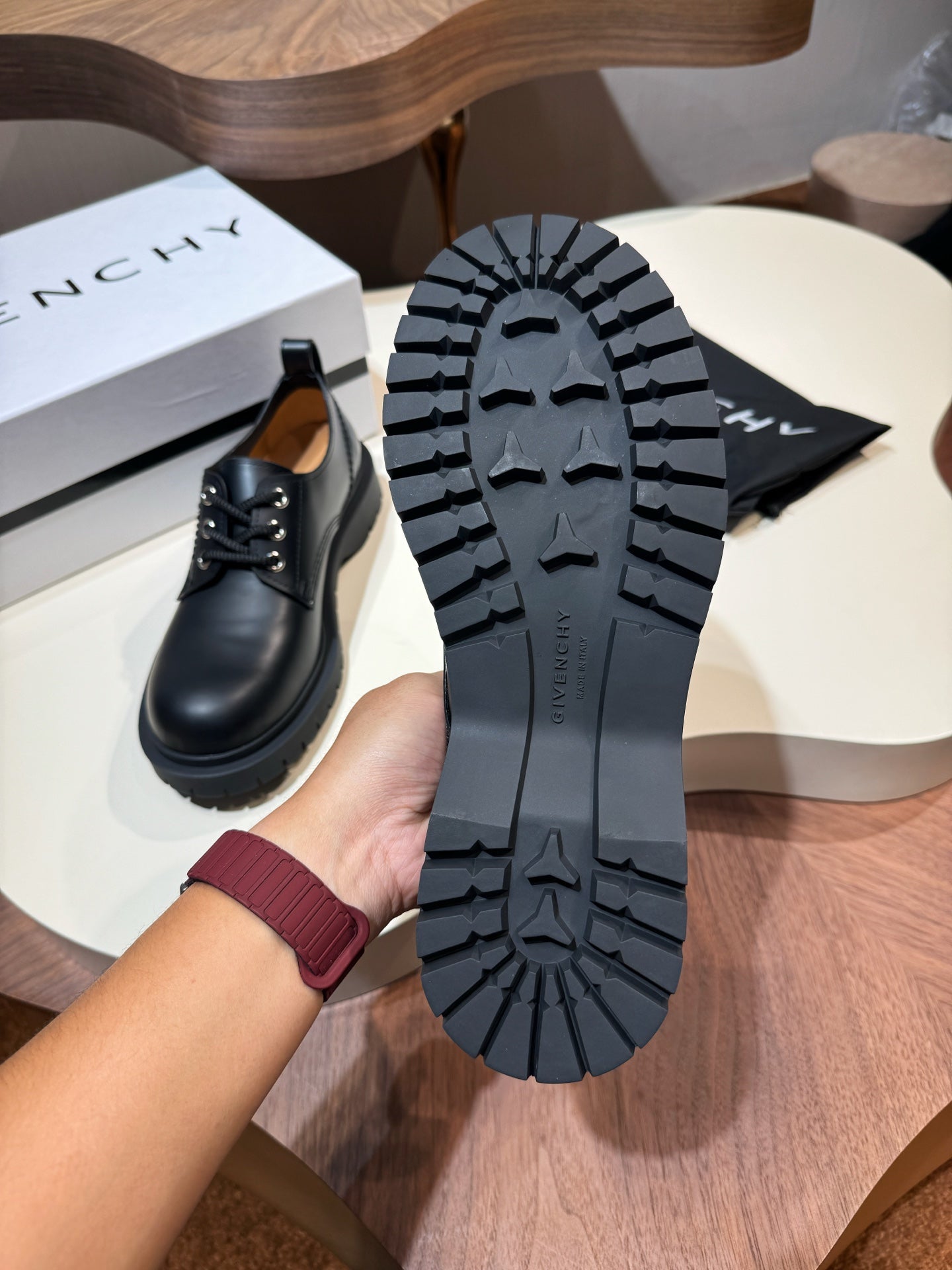 Givenchy Black Derby Leather Shoes for Men