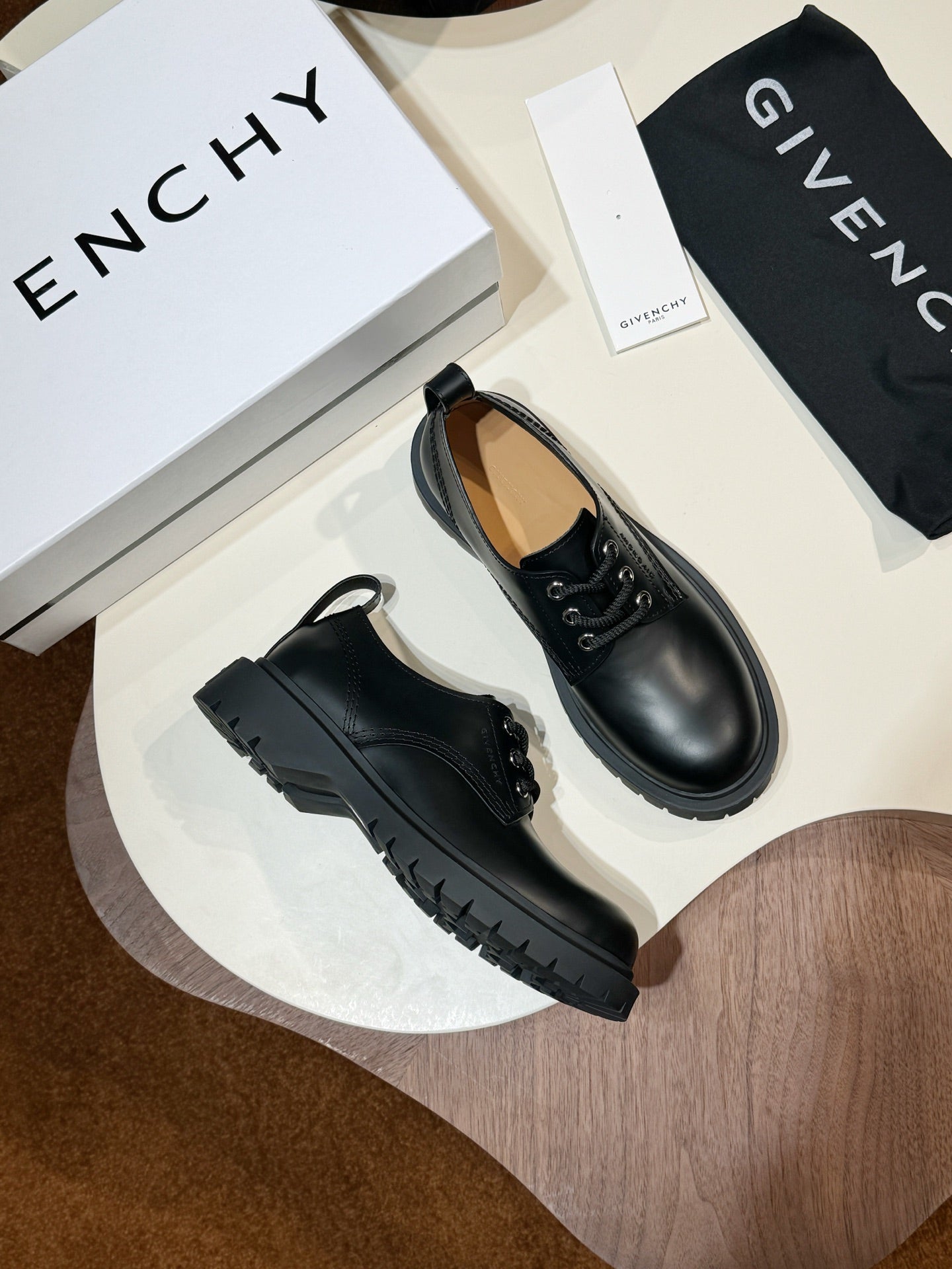 Givenchy Black Derby Leather Shoes for Men