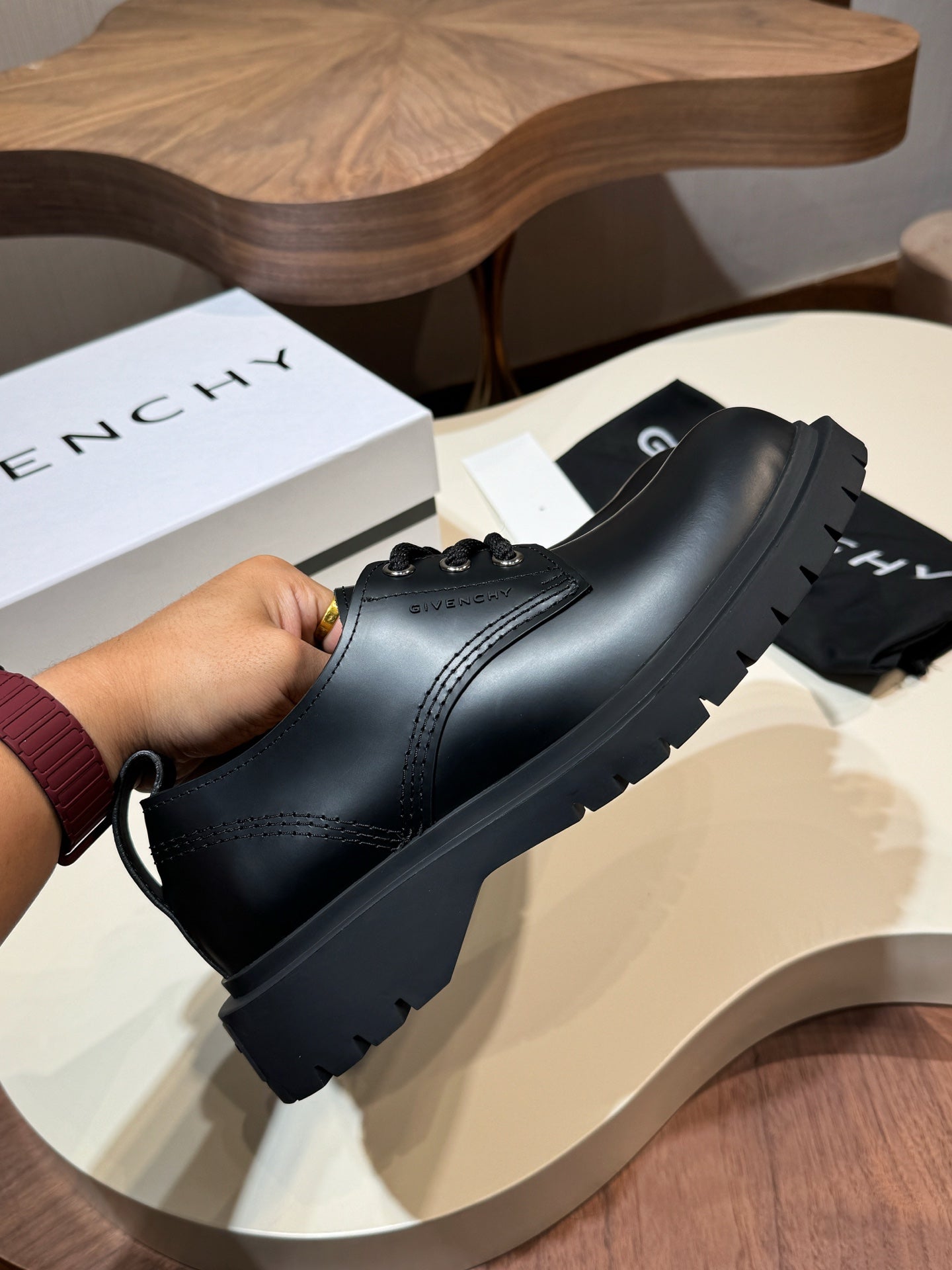 Givenchy Black Derby Leather Shoes for Men