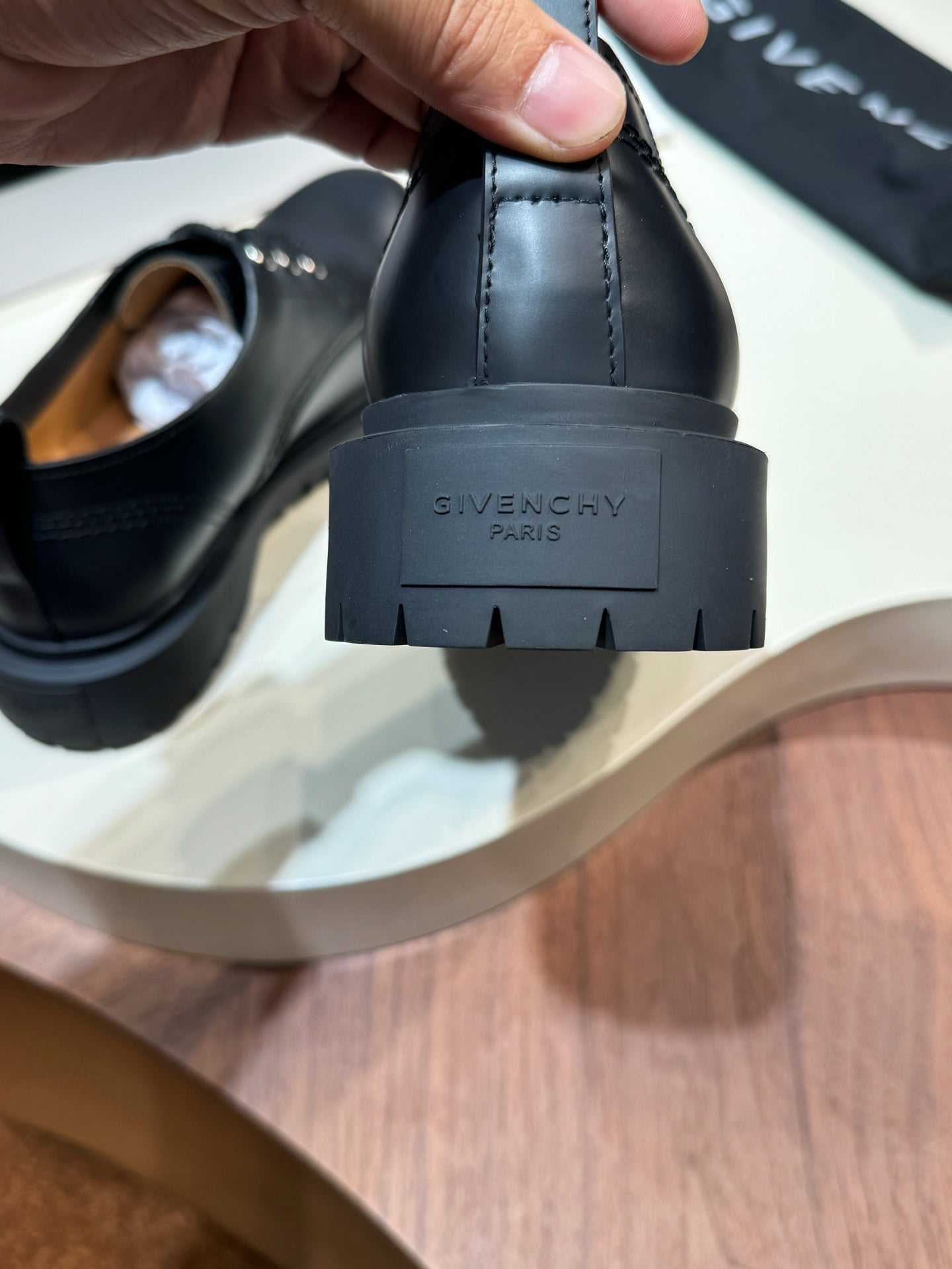 Givenchy Black Derby Leather Shoes for Men