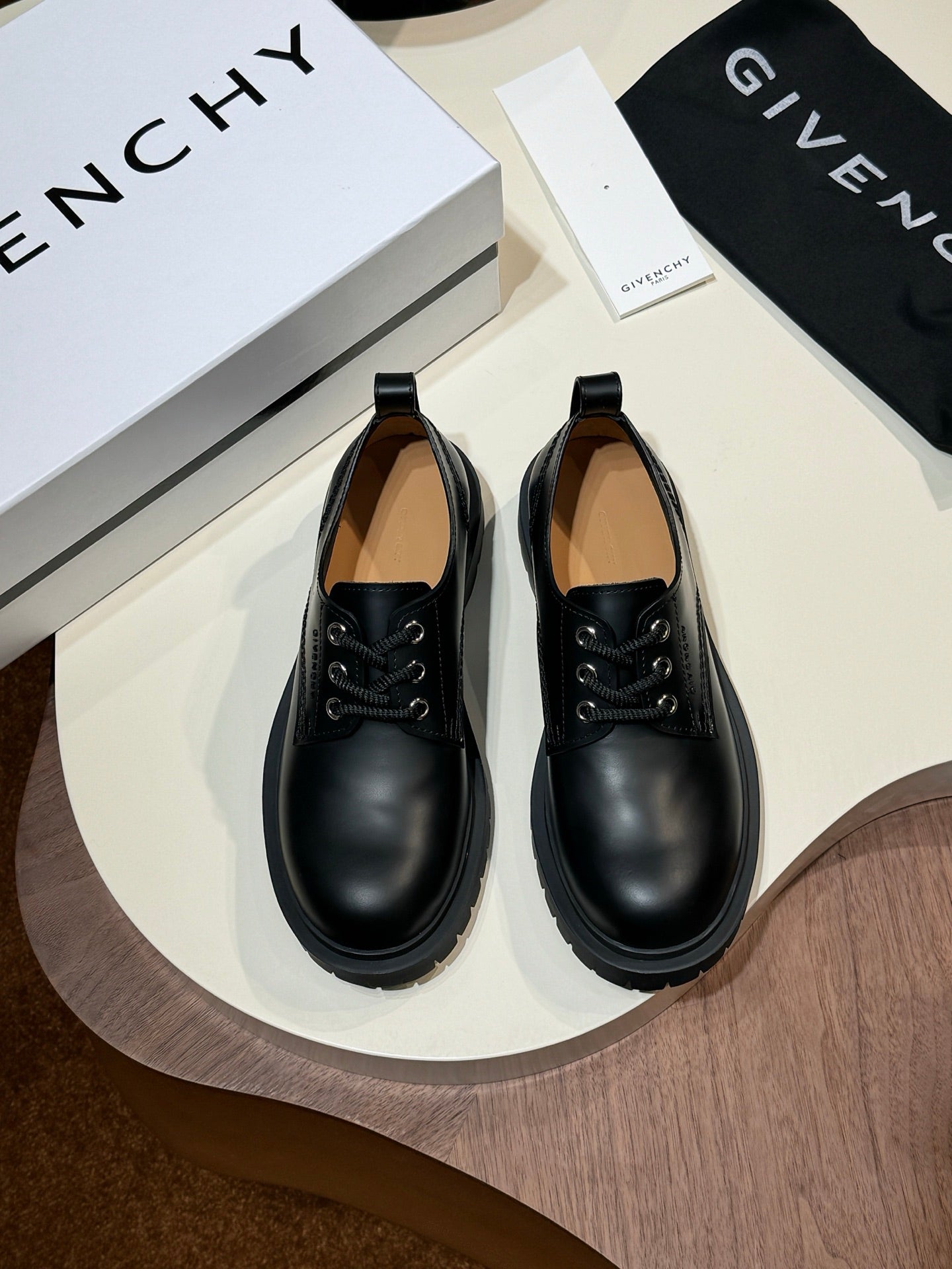 Givenchy Black Derby Leather Shoes for Men