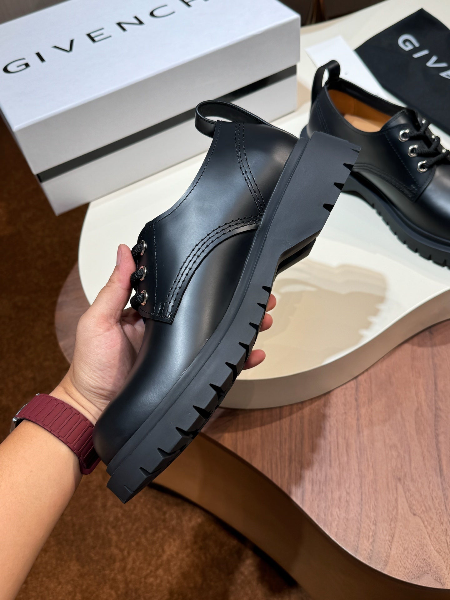 Givenchy Black Derby Leather Shoes for Men