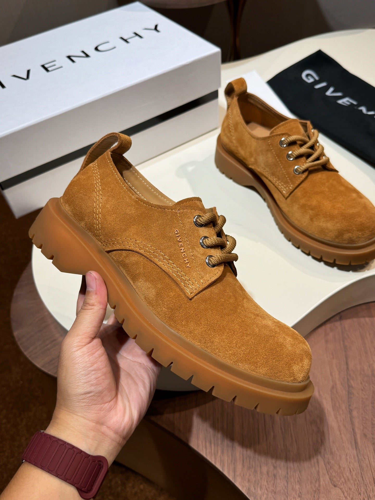 Givenchy Brown Derby suede Leather Shoes for Men