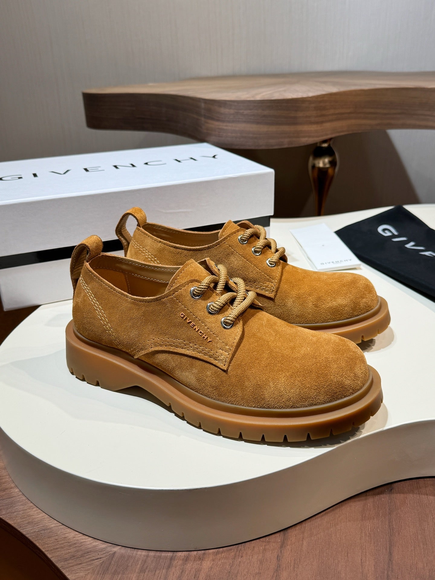 Givenchy Brown Derby suede Leather Shoes for Men