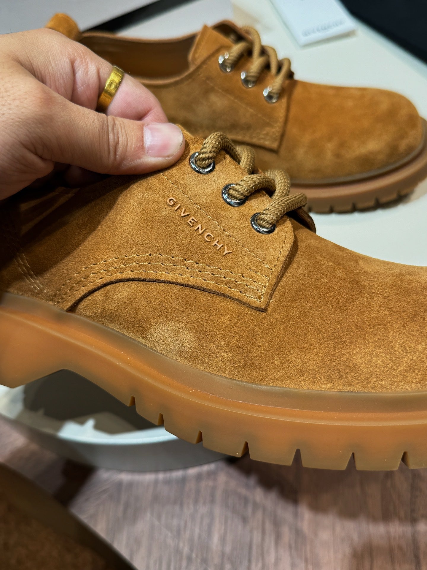 Givenchy Brown Derby suede Leather Shoes for Men