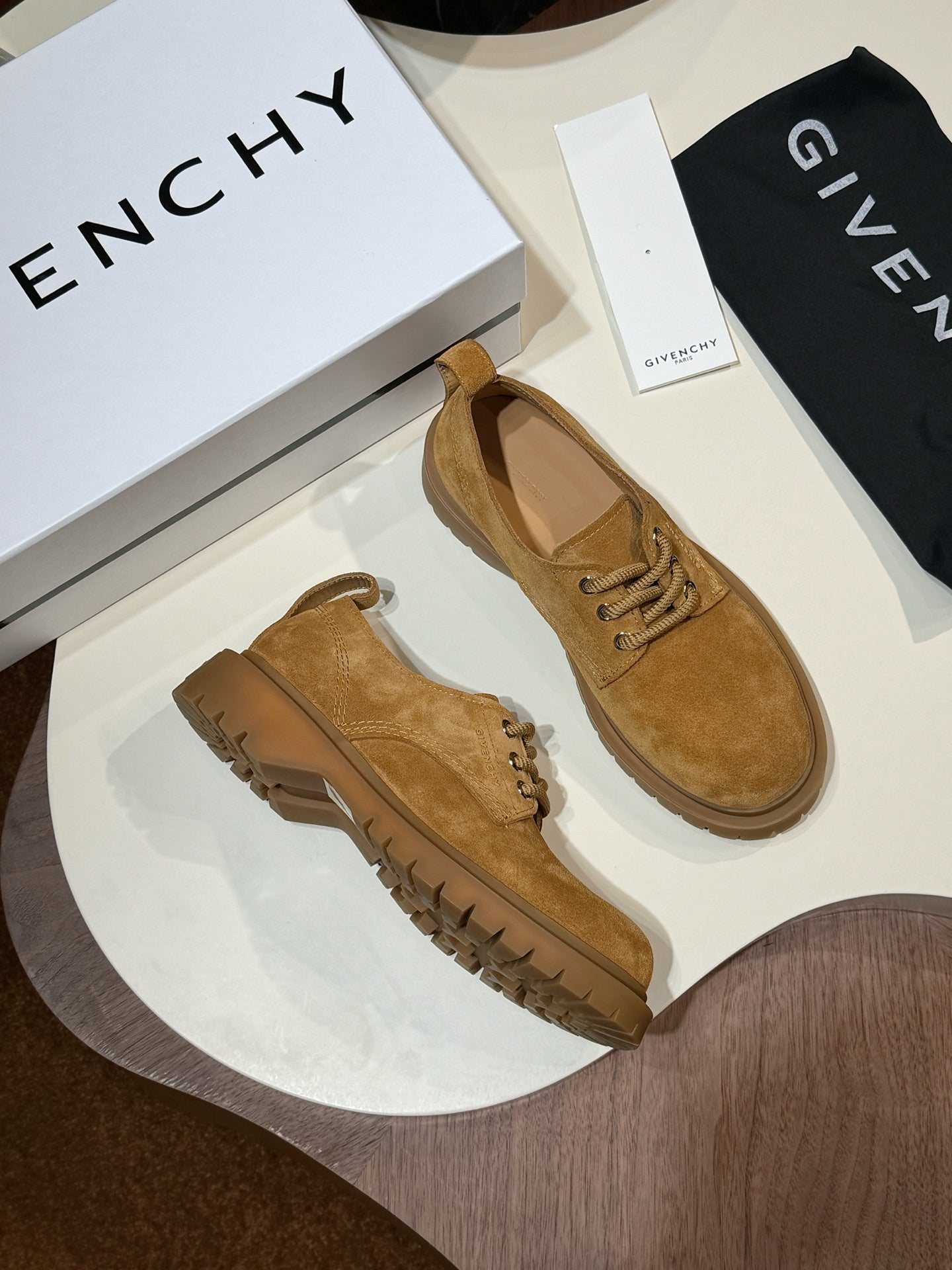 Givenchy Brown Derby suede Leather Shoes for Men