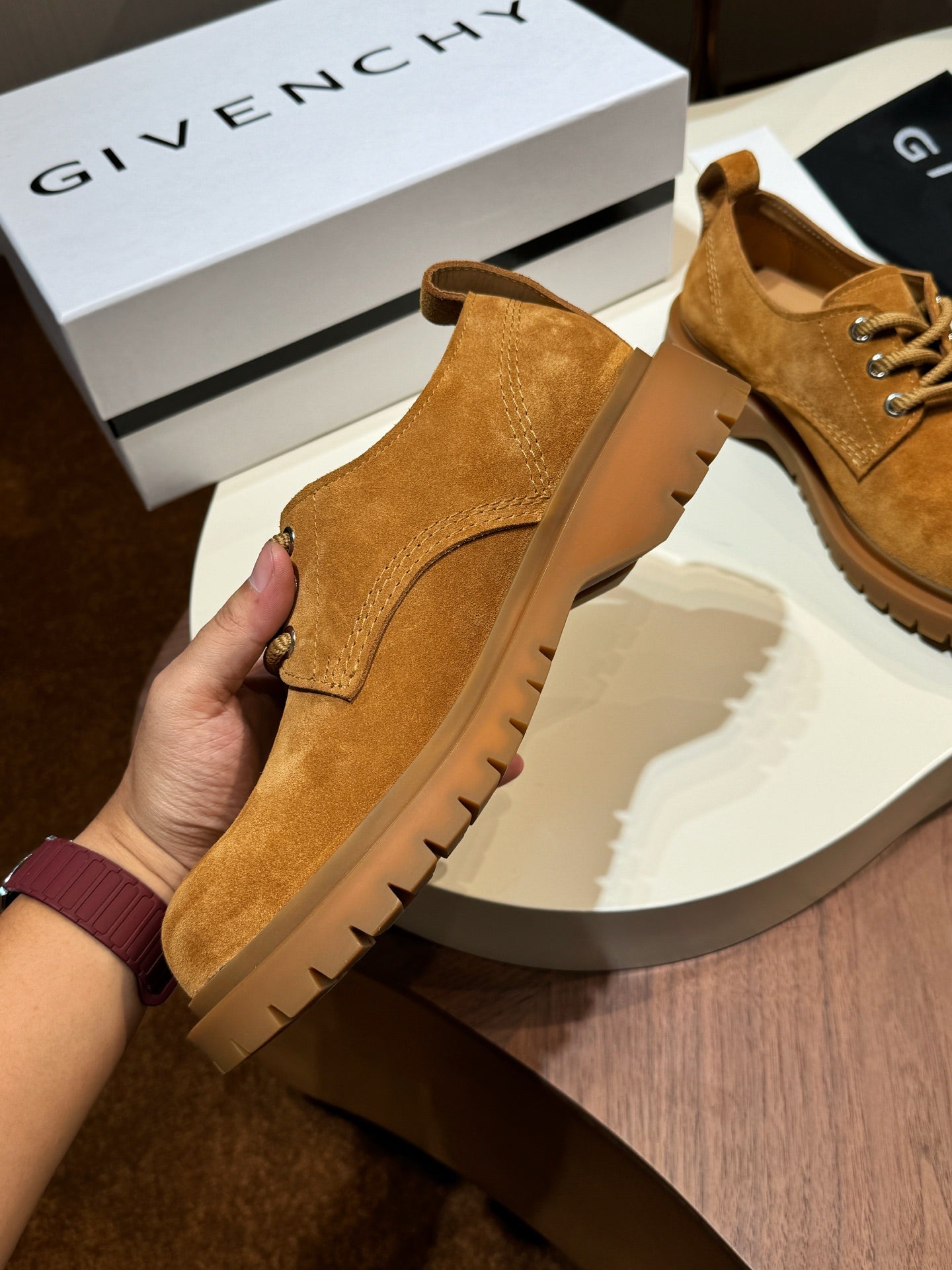 Givenchy Brown Derby suede Leather Shoes for Men