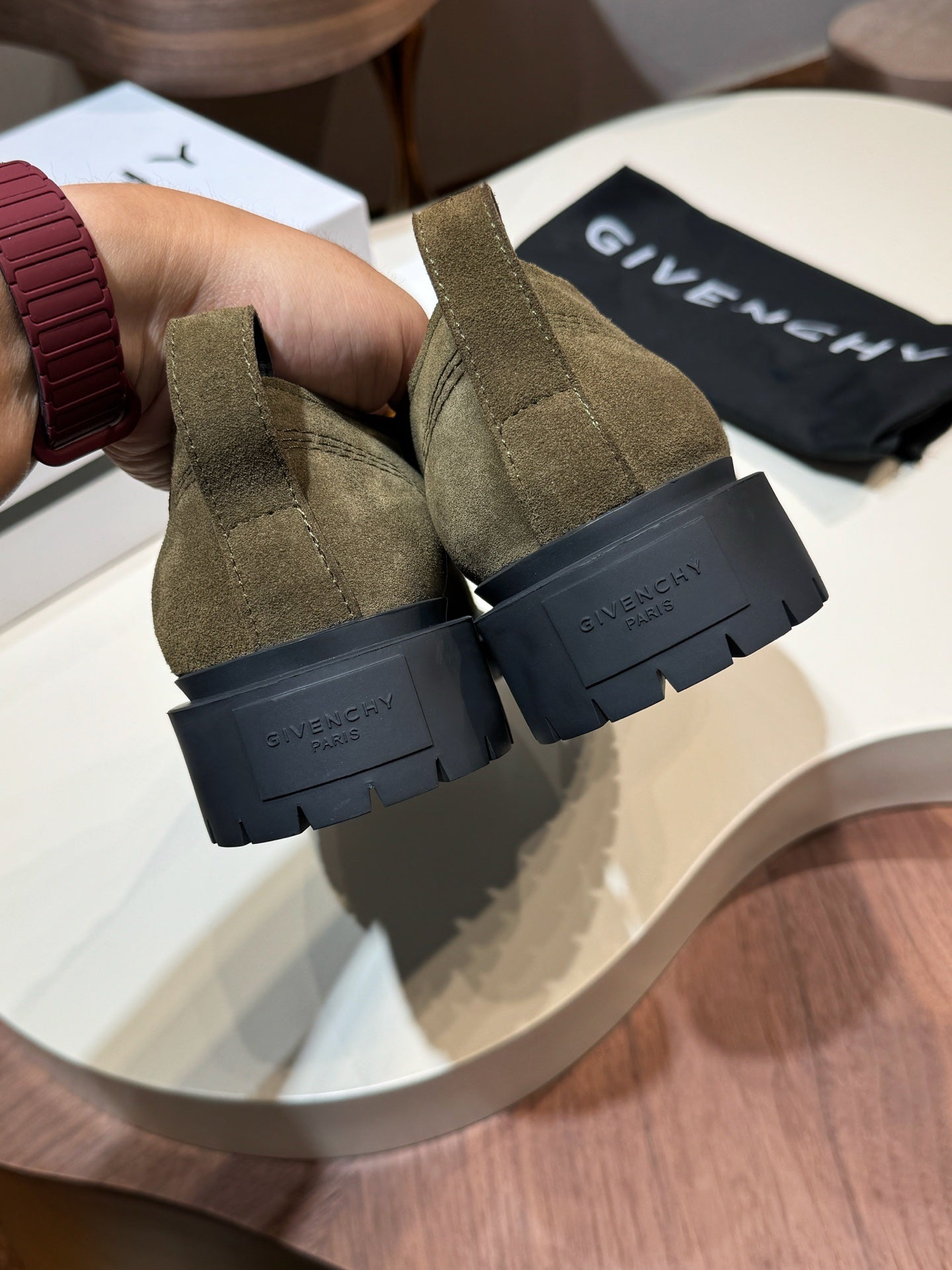 Givenchy Green Derby suede Leather Shoes for Men
