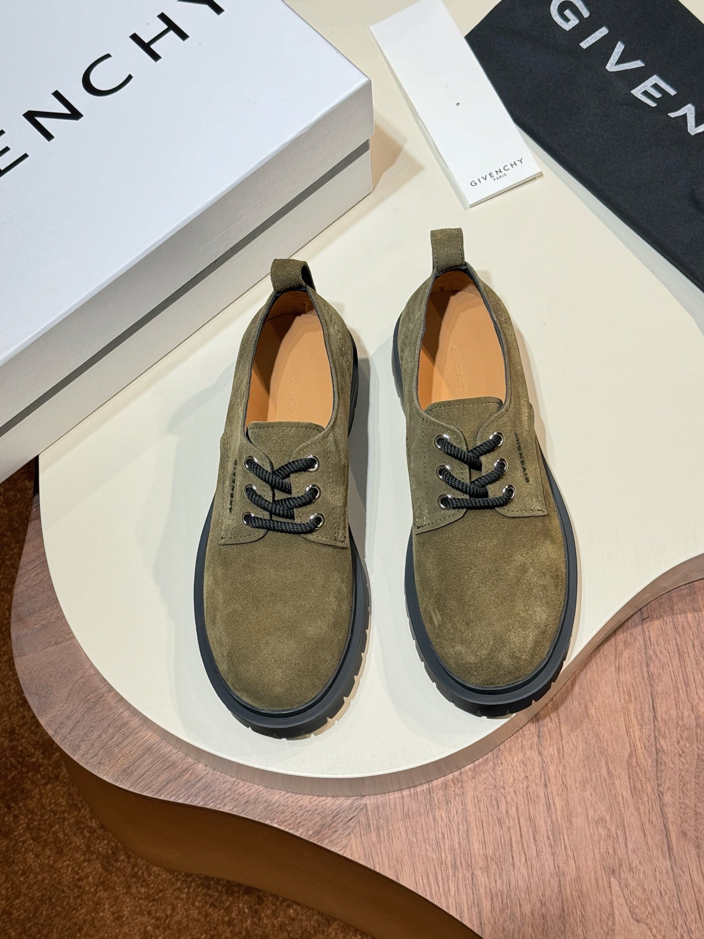 Givenchy Green Derby suede Leather Shoes for Men