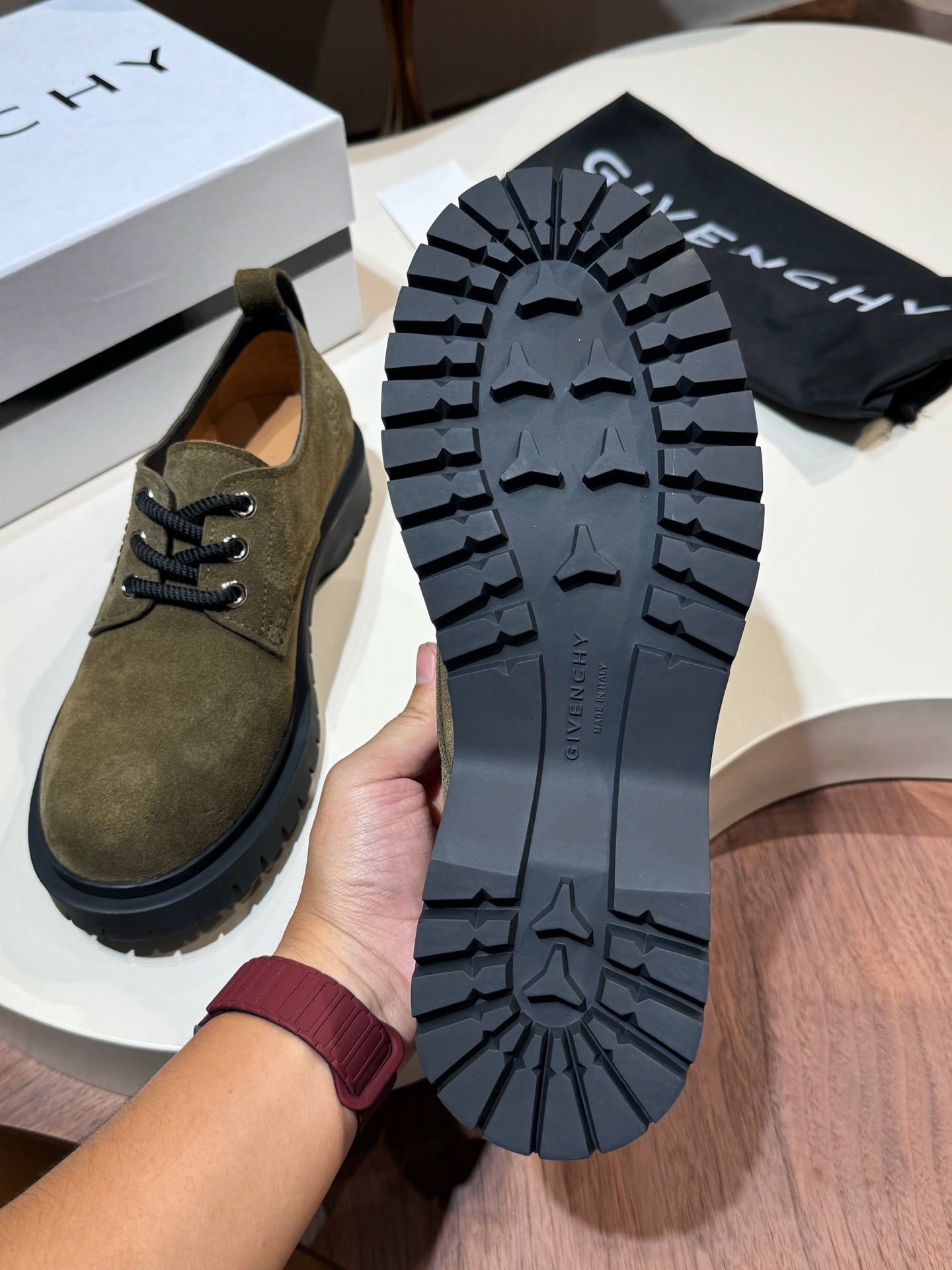 Givenchy Green Derby suede Leather Shoes for Men