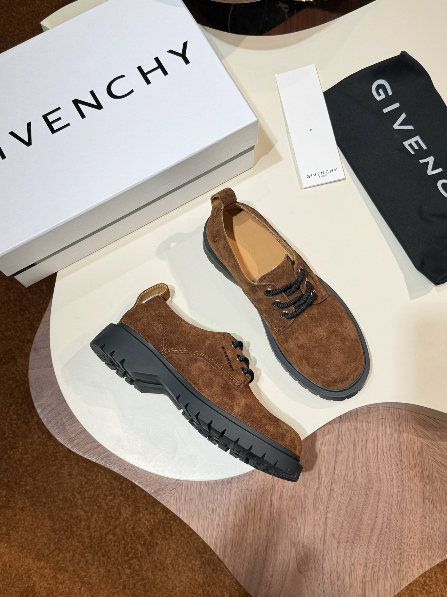 Givenchy Brown Derby suede Leather Shoes for Men