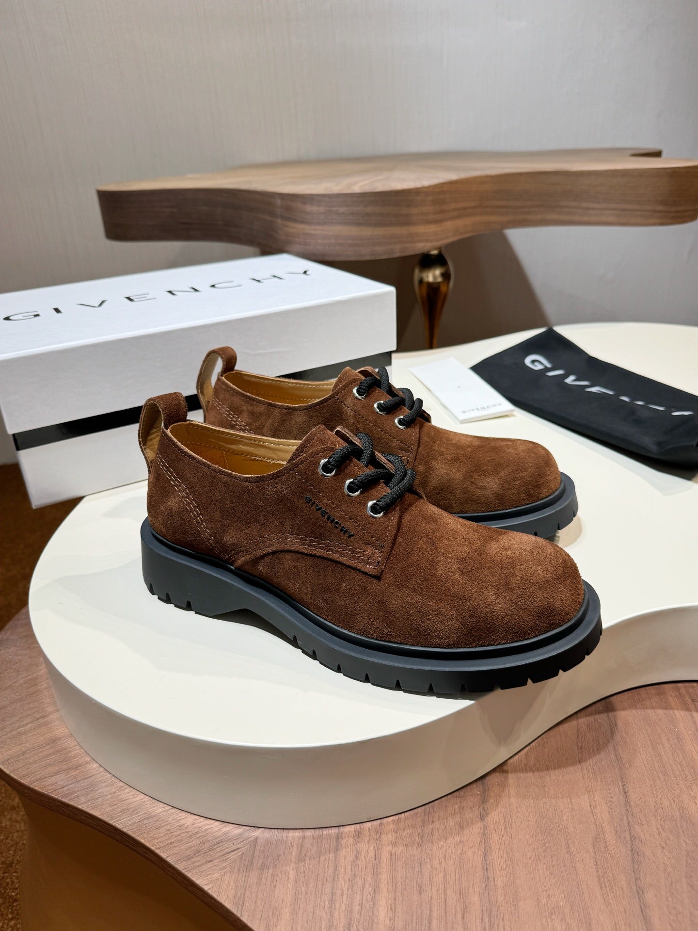 Givenchy Brown Derby suede Leather Shoes for Men