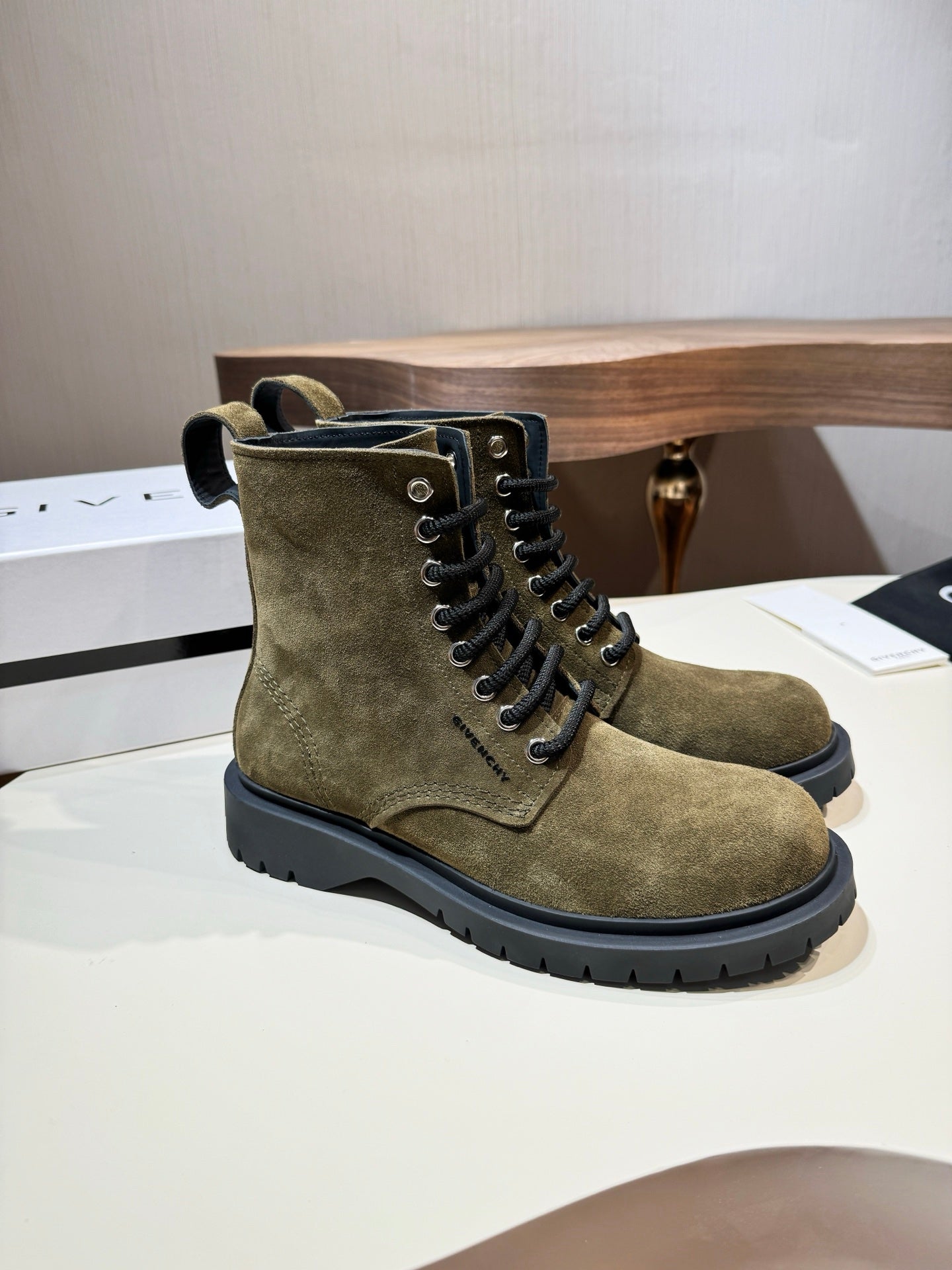 Givenchy Boots Green suede Leather Shoes for Men