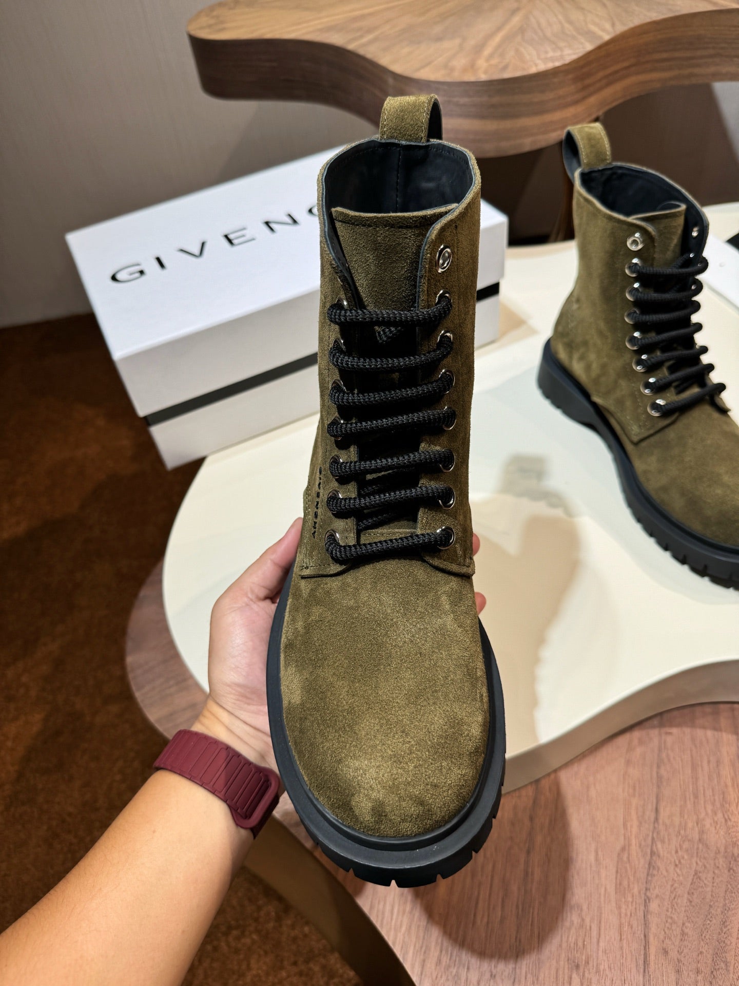 Givenchy Boots Green suede Leather Shoes for Men
