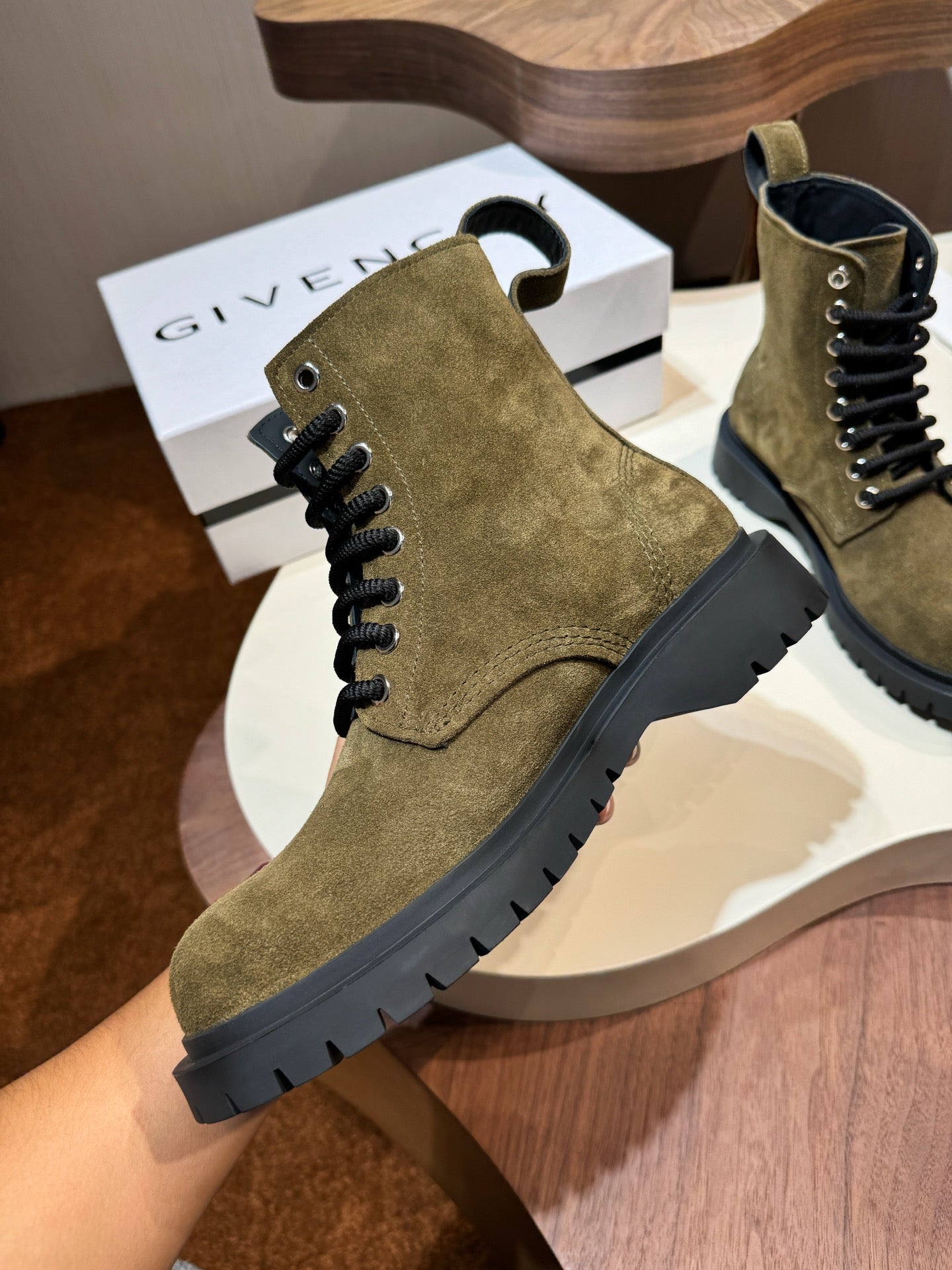 Givenchy Boots Green suede Leather Shoes for Men