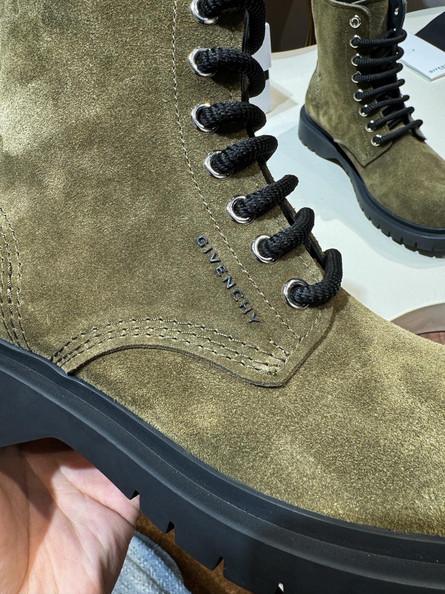 Givenchy Boots Green suede Leather Shoes for Men