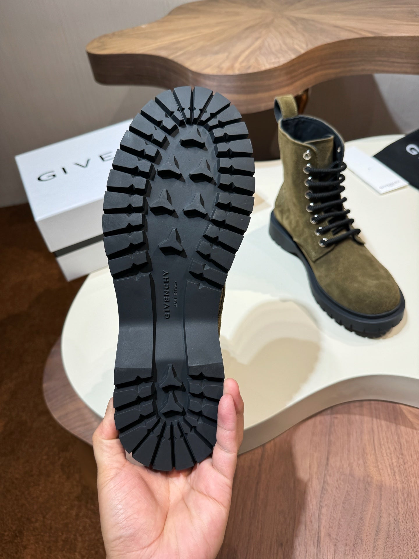 Givenchy Boots Green suede Leather Shoes for Men